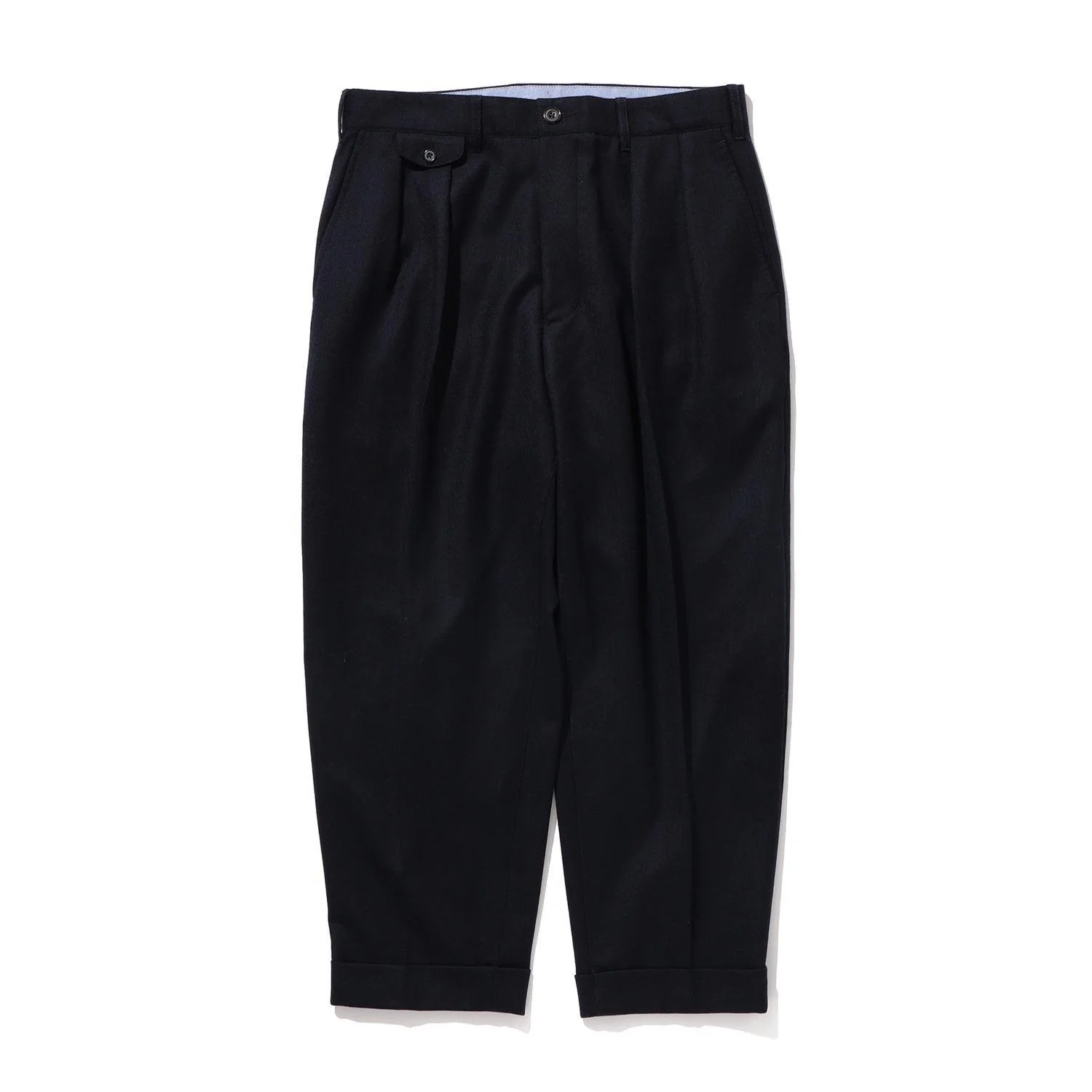 2 Pleat Flannel Trouser - Navy