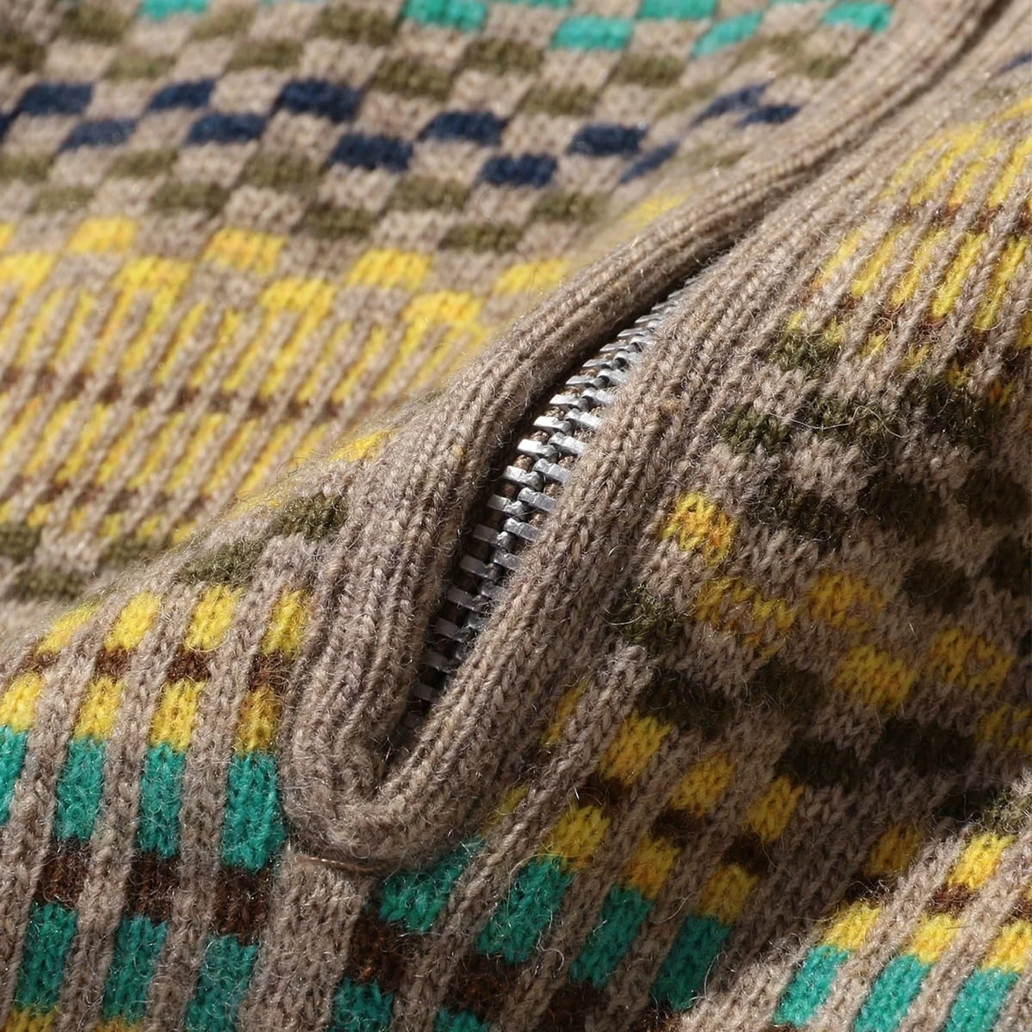 Half Zip Knit Polo Jacquard - Khaki - Image 3