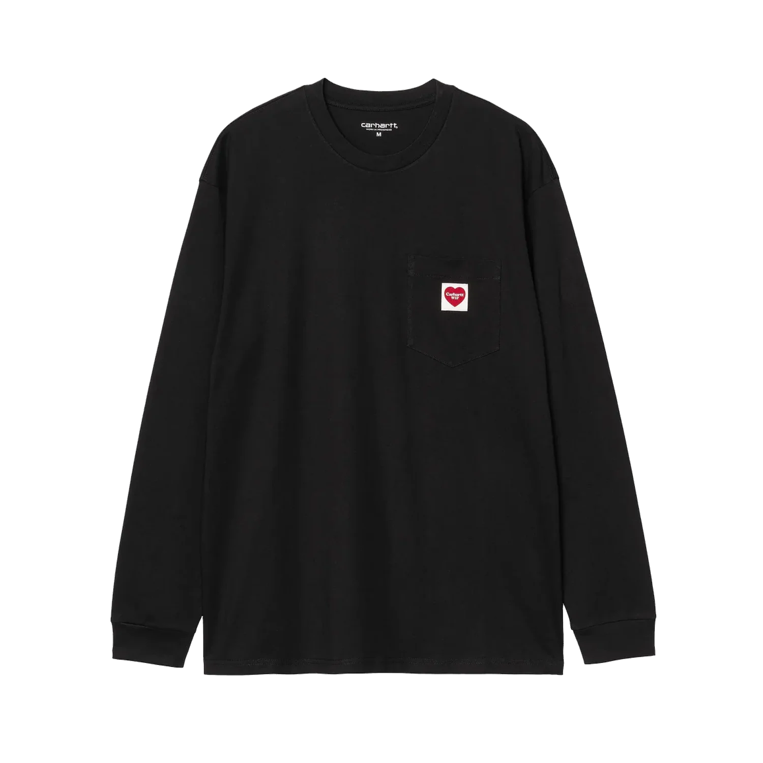 L/S Pocket Heart T-Shirt- Black / Red