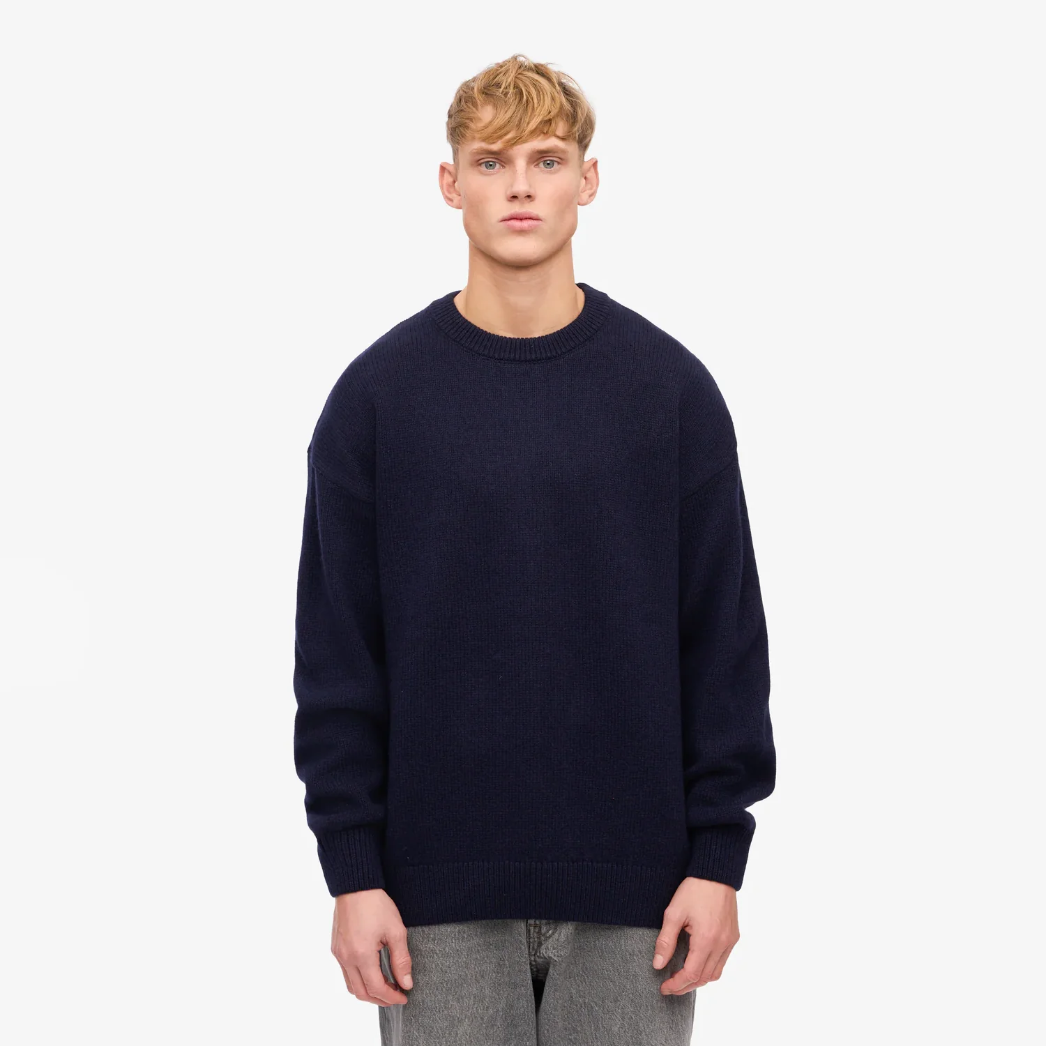 Oversized Merino Crewneck - Navy Blue - Image 2