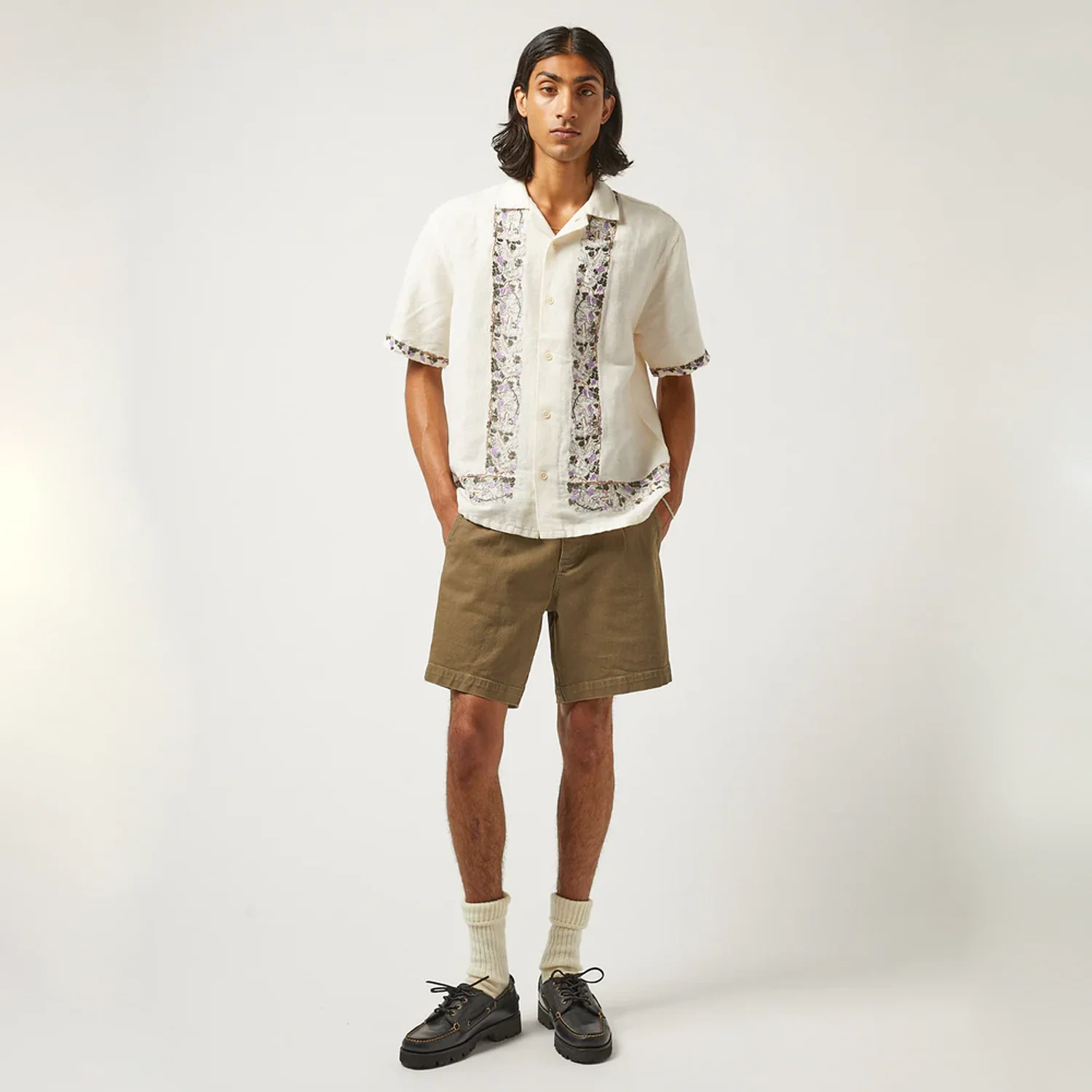 Bacchanal Embroidery S/S Camp Shirt - Natural - Image 3