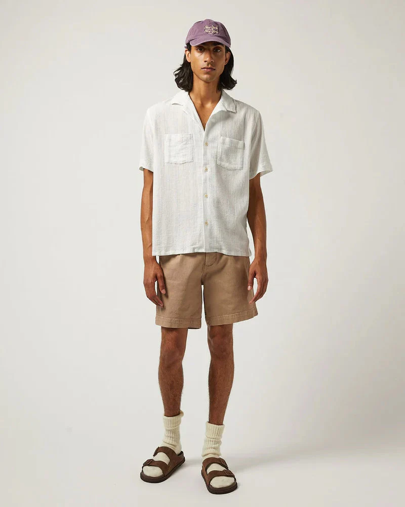 Skip Stripe Short Sleeve Camp Shirt - Natural - Image 3