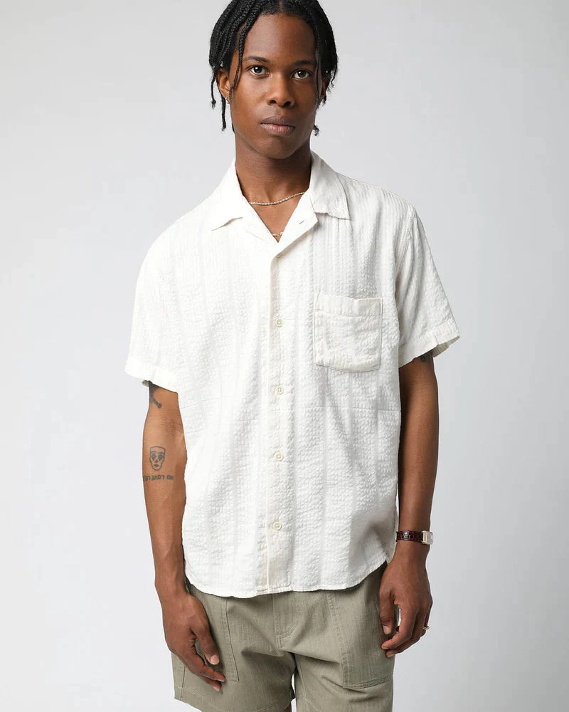 Striped Seersucker Short Sleeve Shirt - White - Image 4