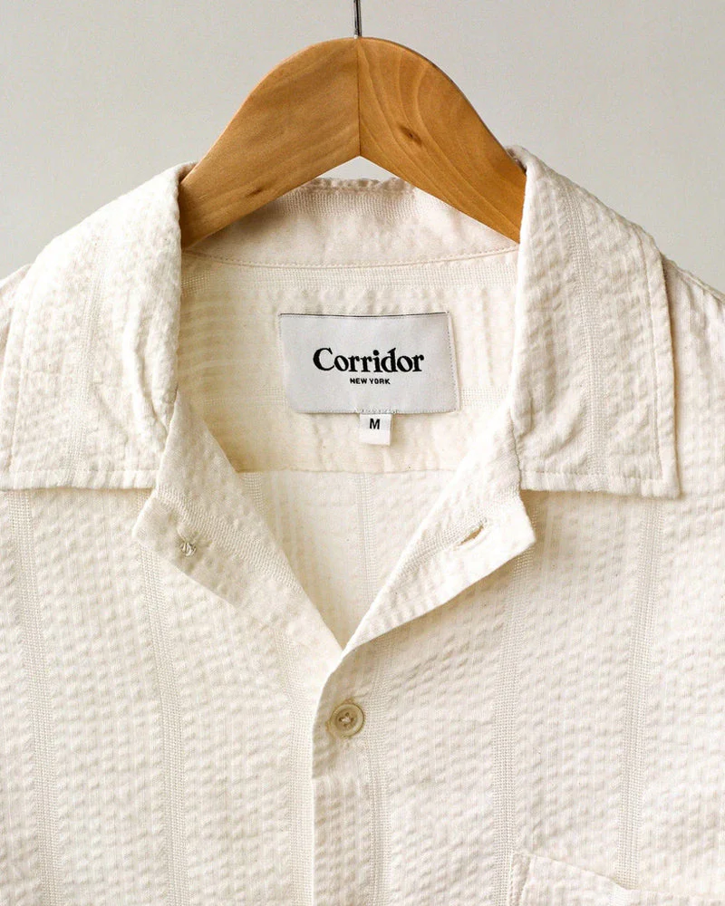 Striped Seersucker Short Sleeve Shirt - White - Image 5