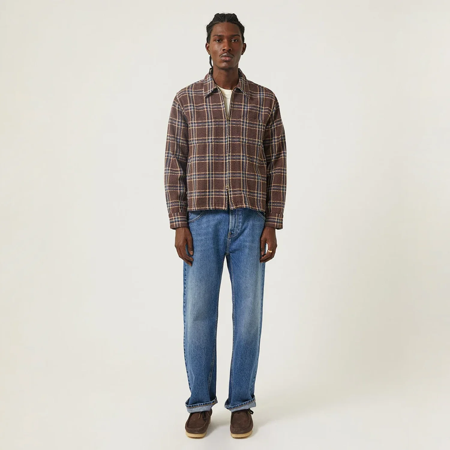 Venice Plaid Zip Jacket - Brown - Image 3