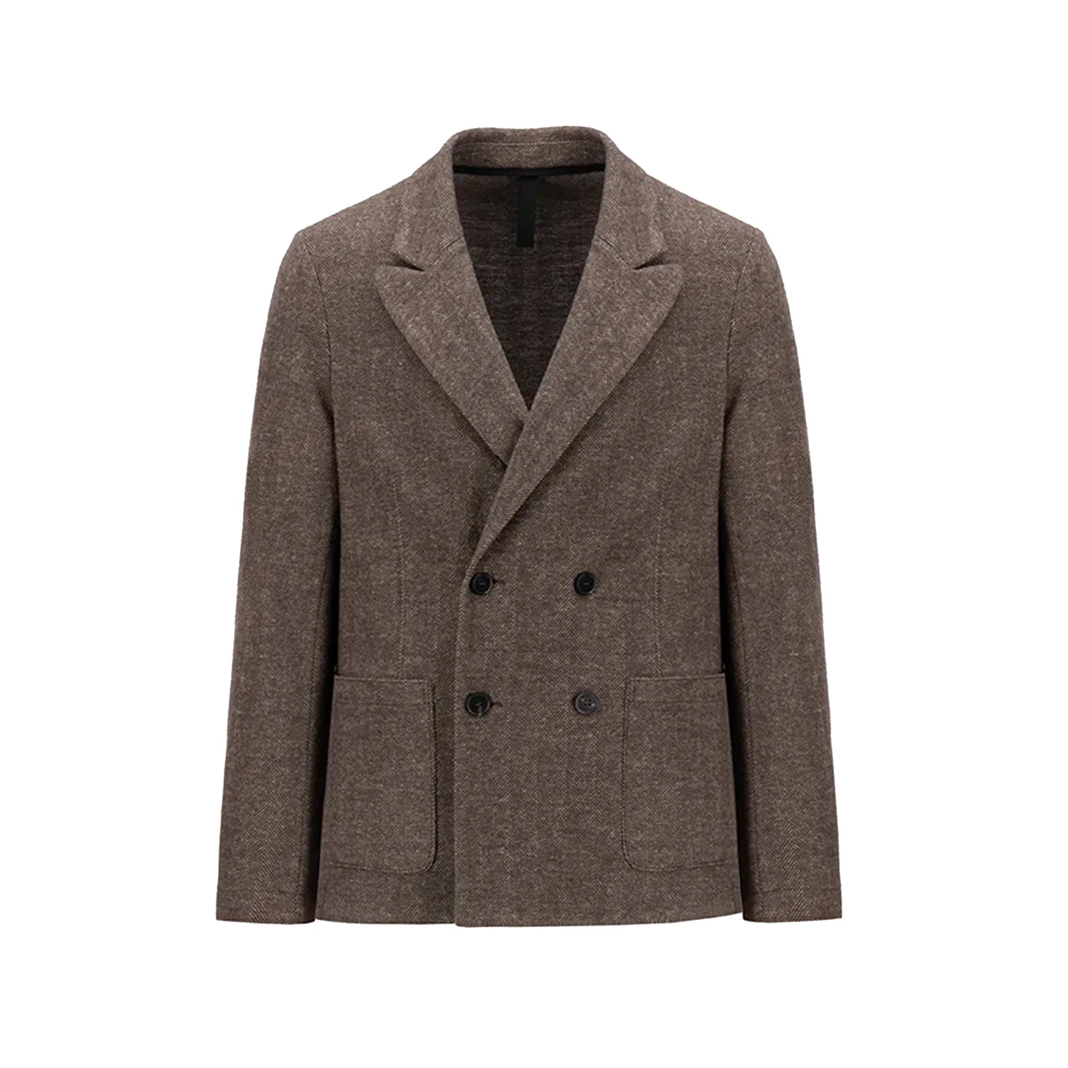 D.B. Peak Lapel Moleskin Blazer - Brown Tweed