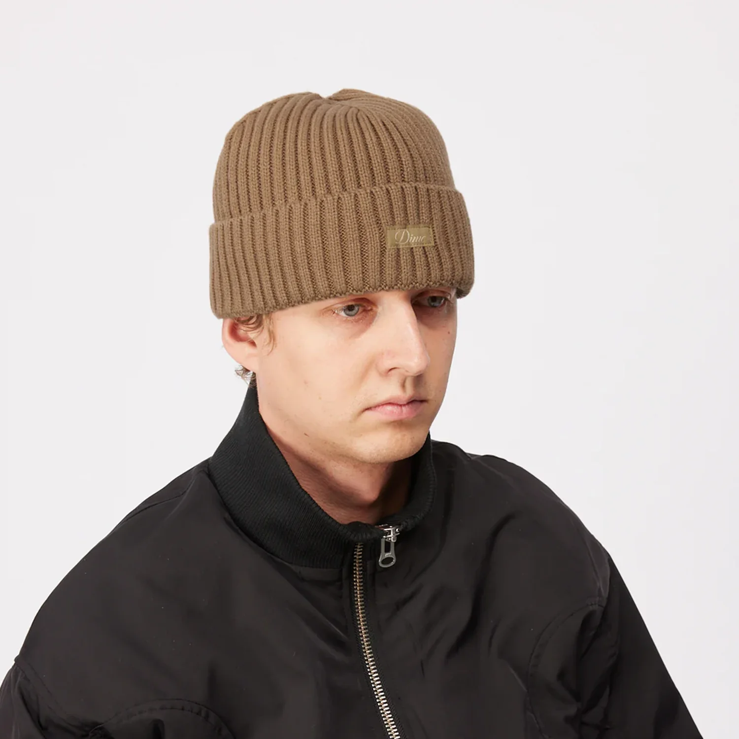 Cursive Rib Beanie - Coffee - Image 2