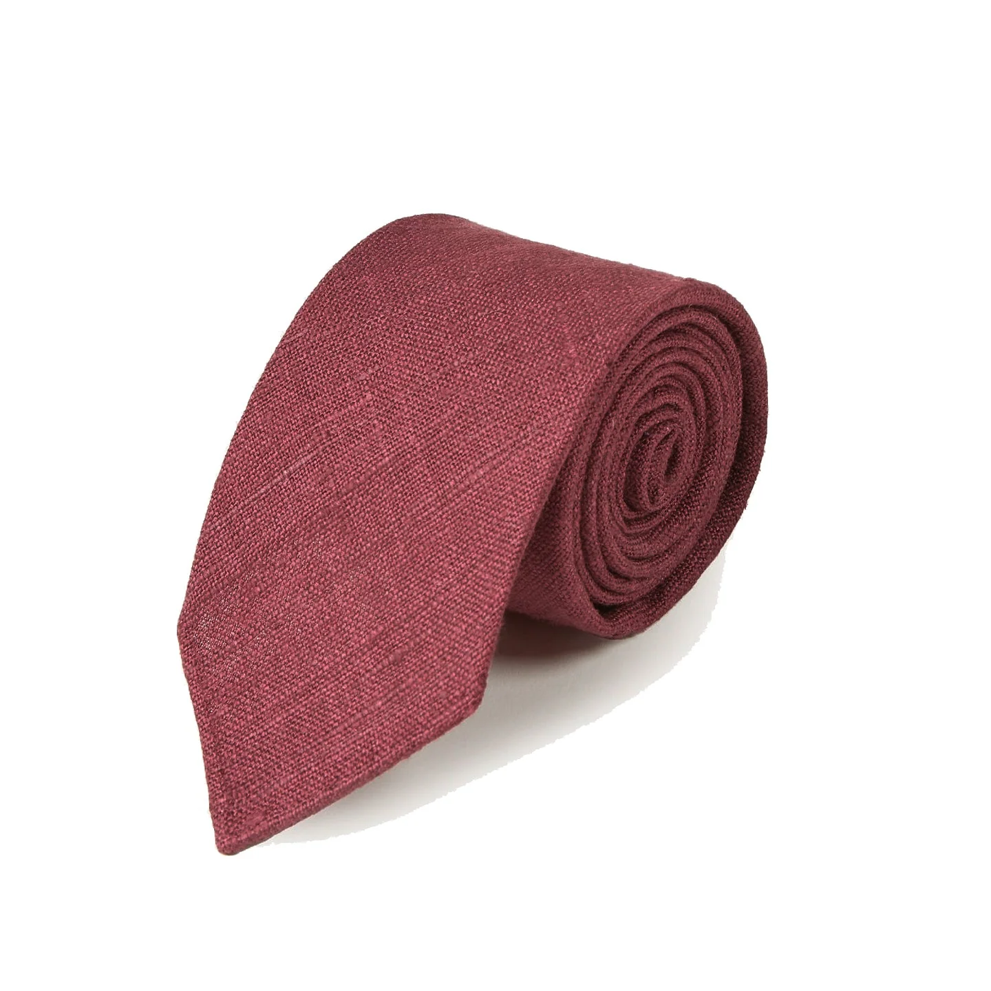 Silk Tussah Tie - Wine - Image 3