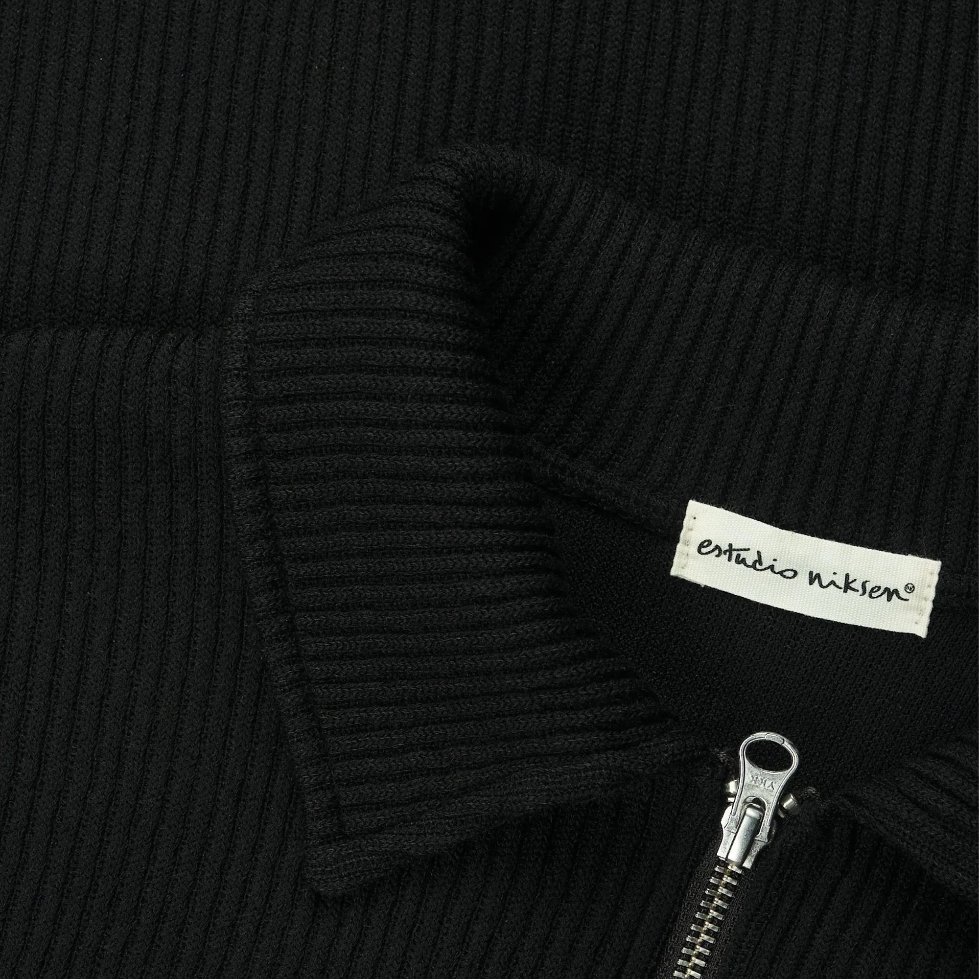 Double Zip Up Pocket Sweater - Black - Image 3