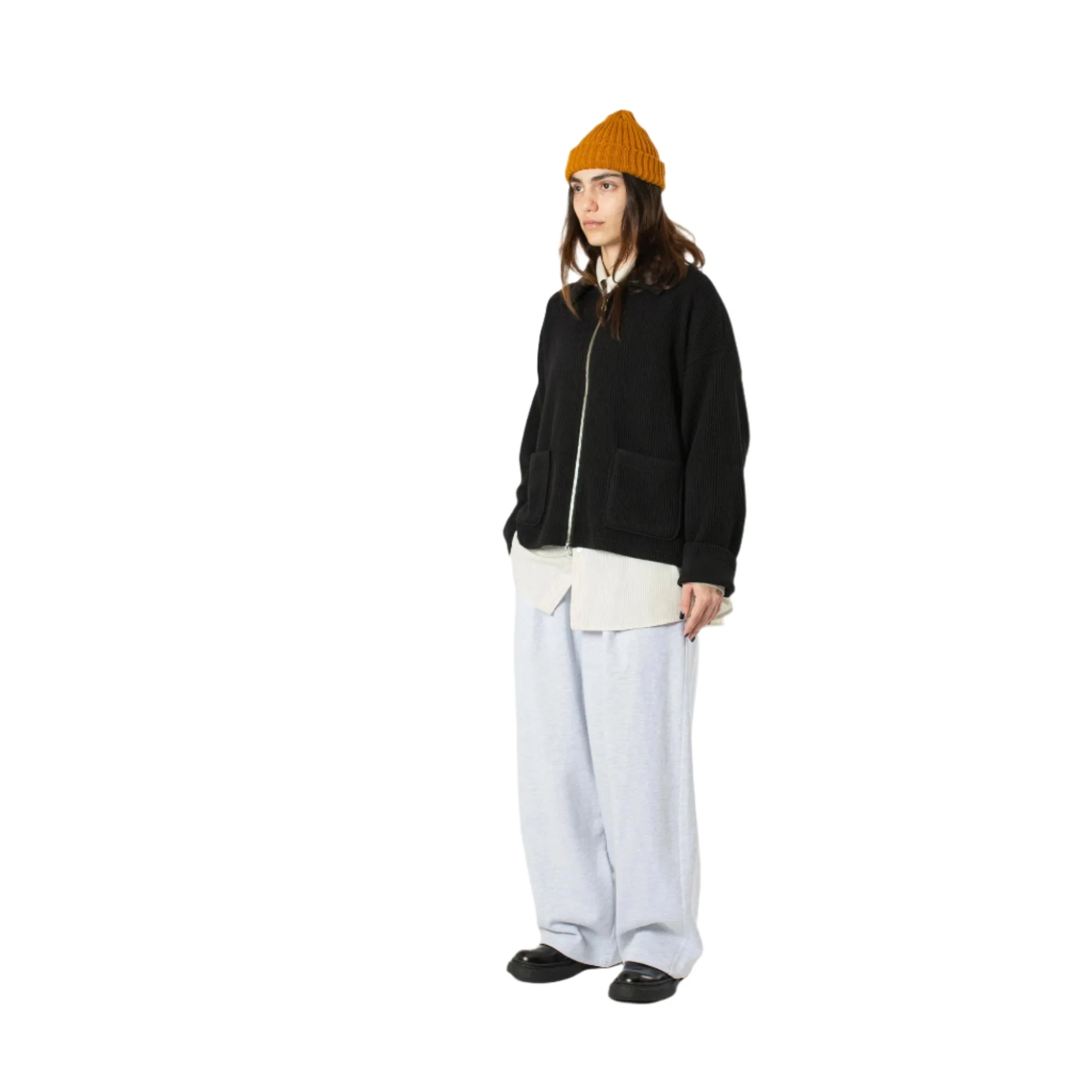 Double Zip Up Pocket Sweater - Black - Image 5