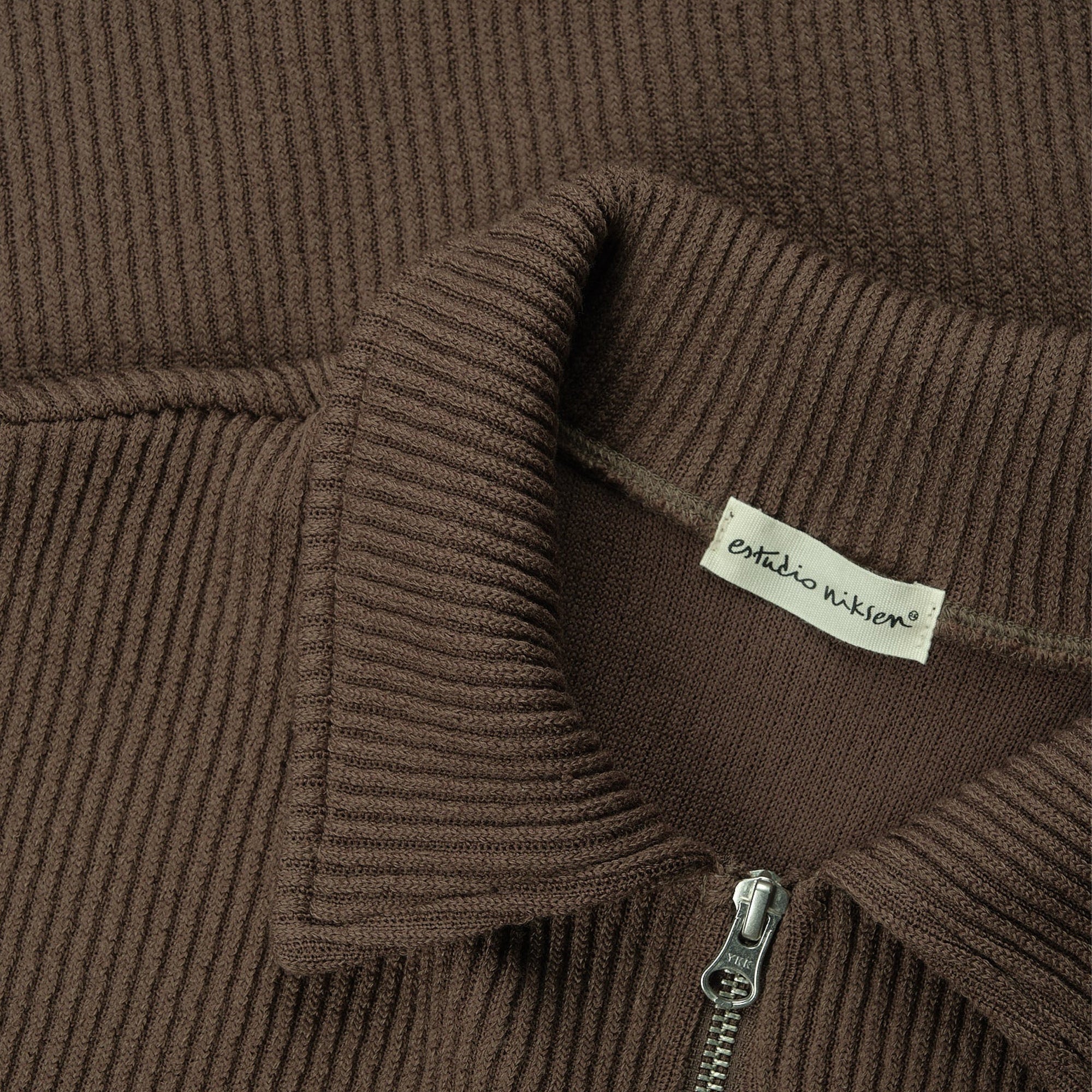 Double Zip Up Pocket Sweater - Brown - Image 3