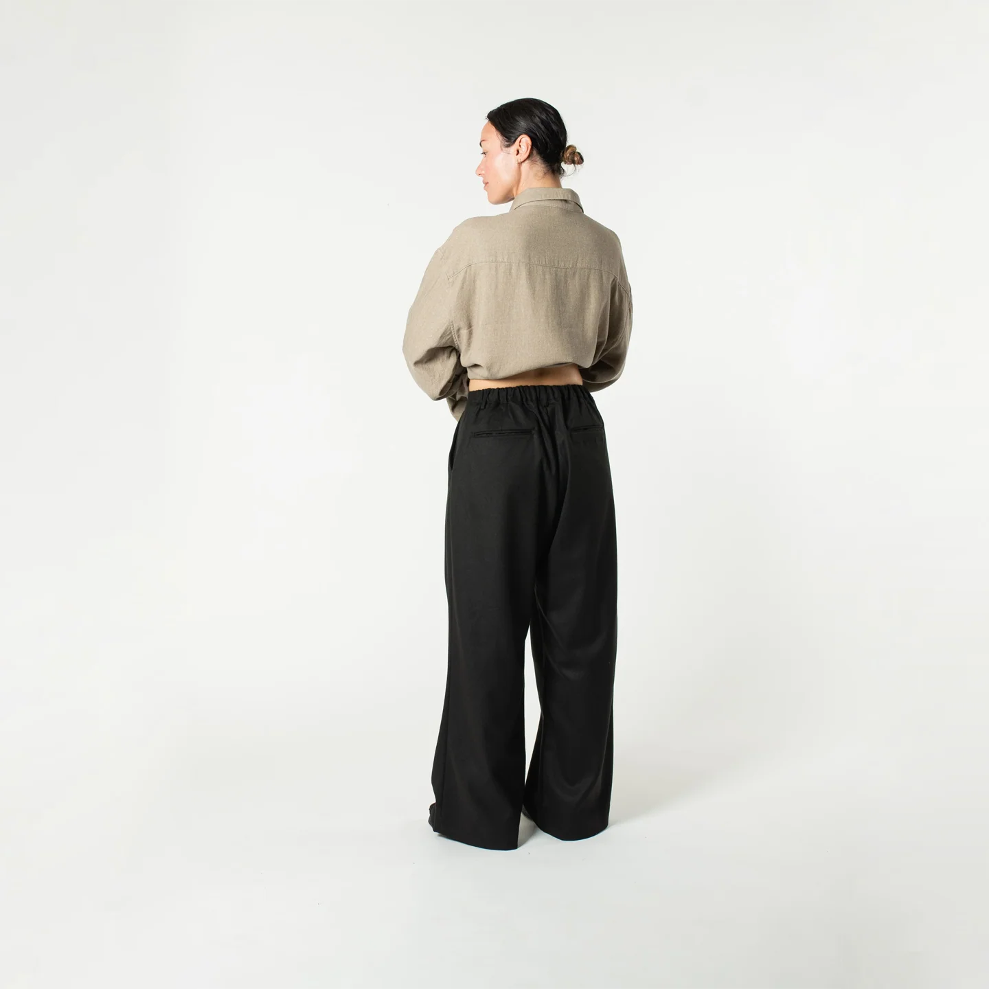 Pintuck Maxi Trousers - Black - Image 3