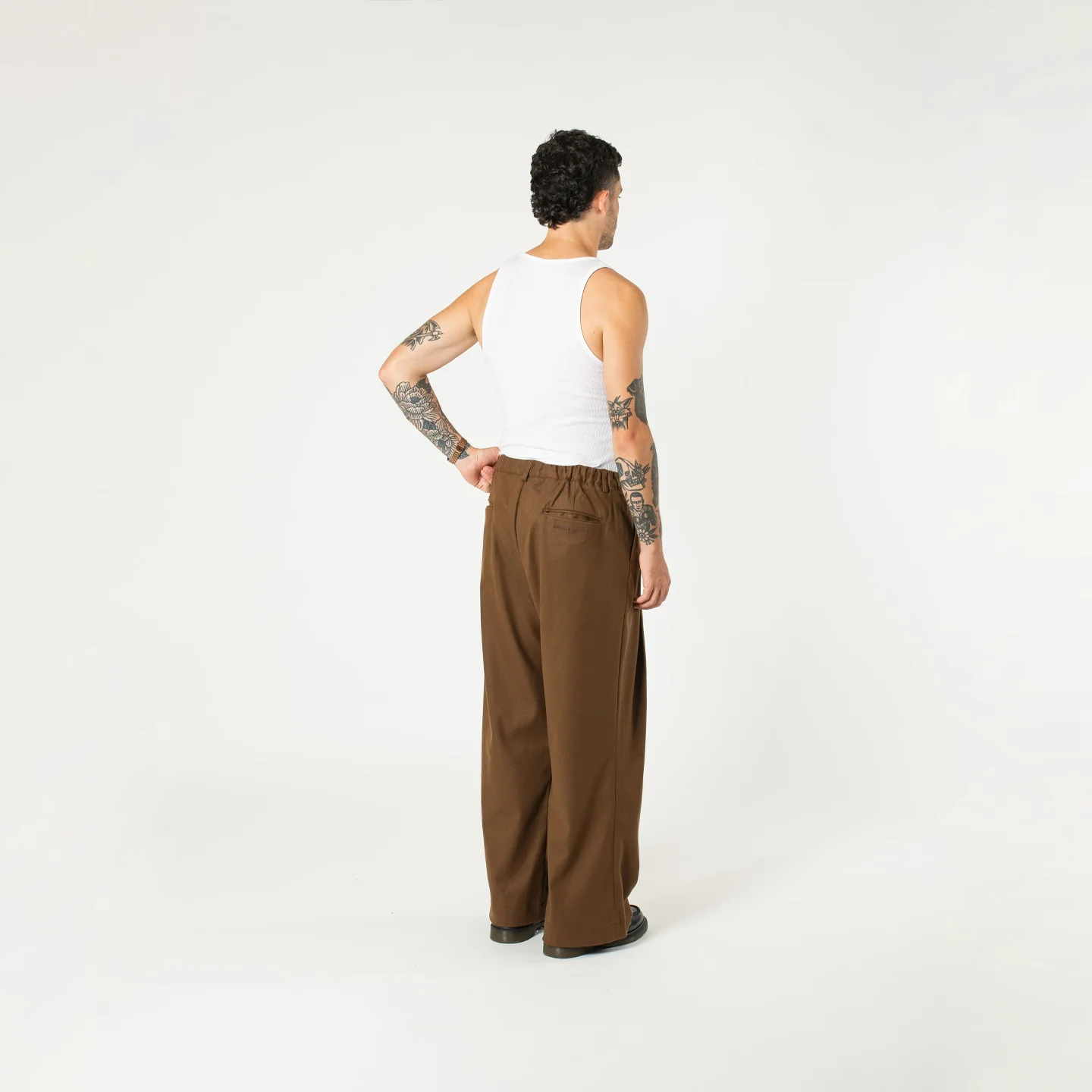 Pintuck Maxi Trousers - Brown - Image 3