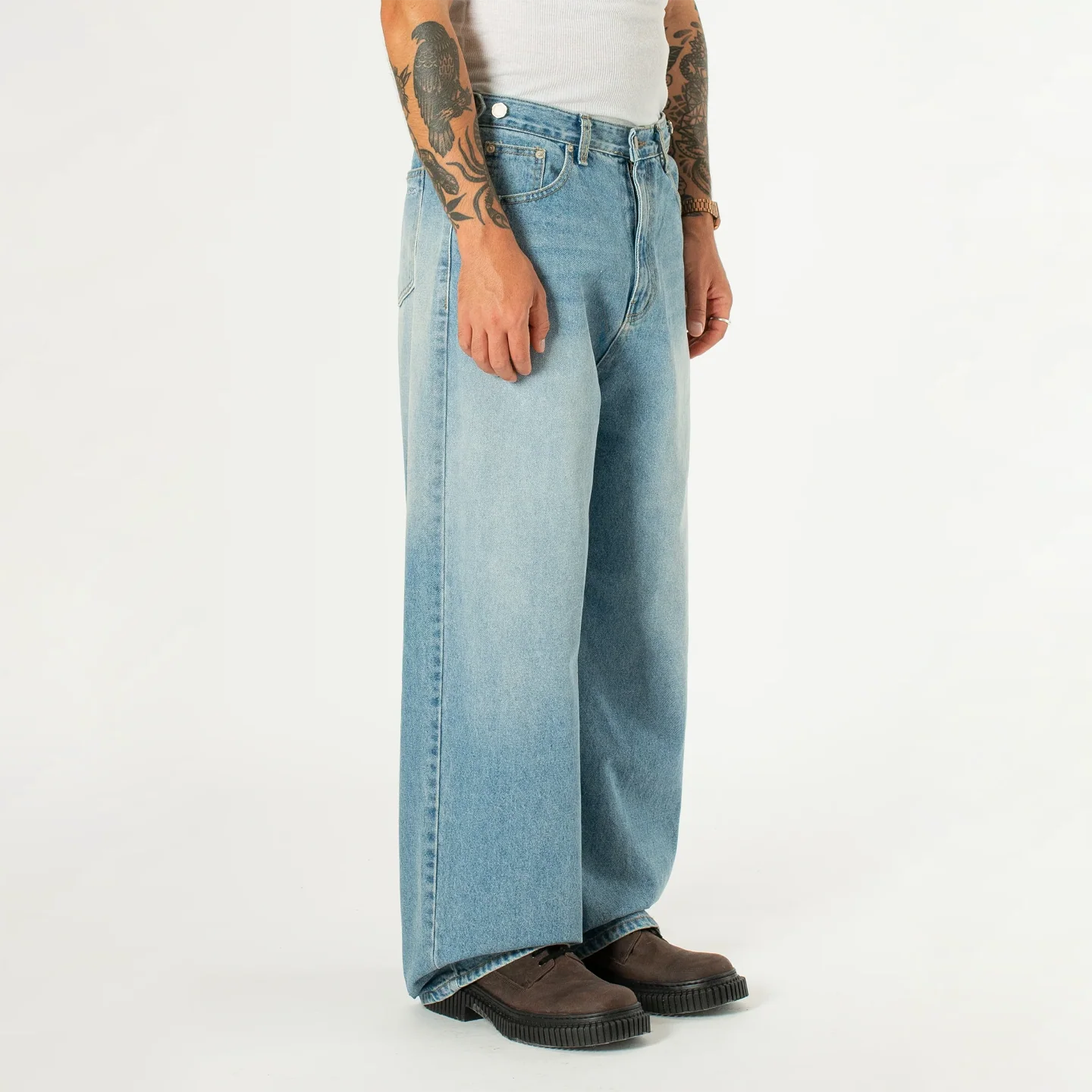 Side-button Denim Jeans - Blue - Image 2