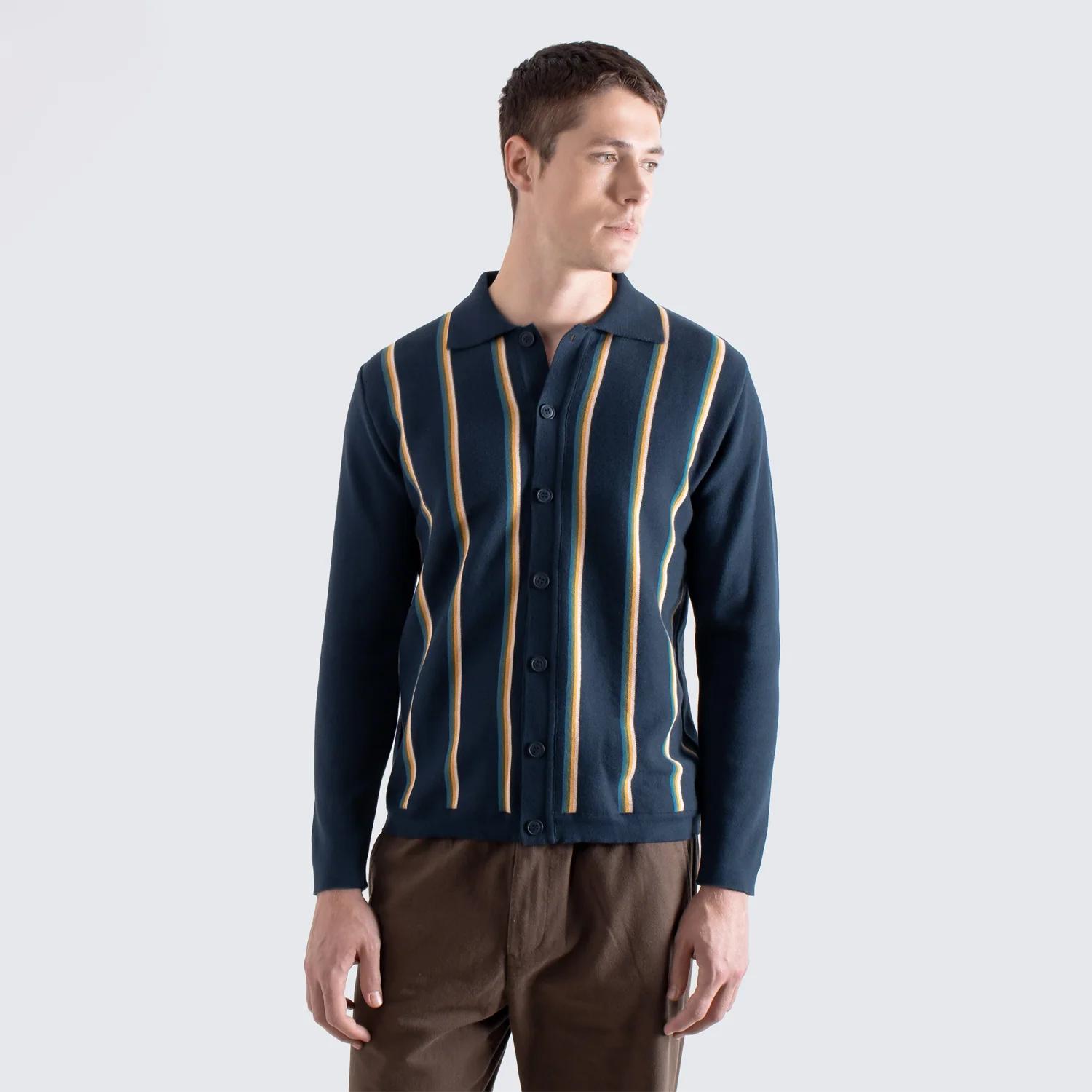 Zigger Cardigan - Kuki Stripe - Navy/Multi - Image 3