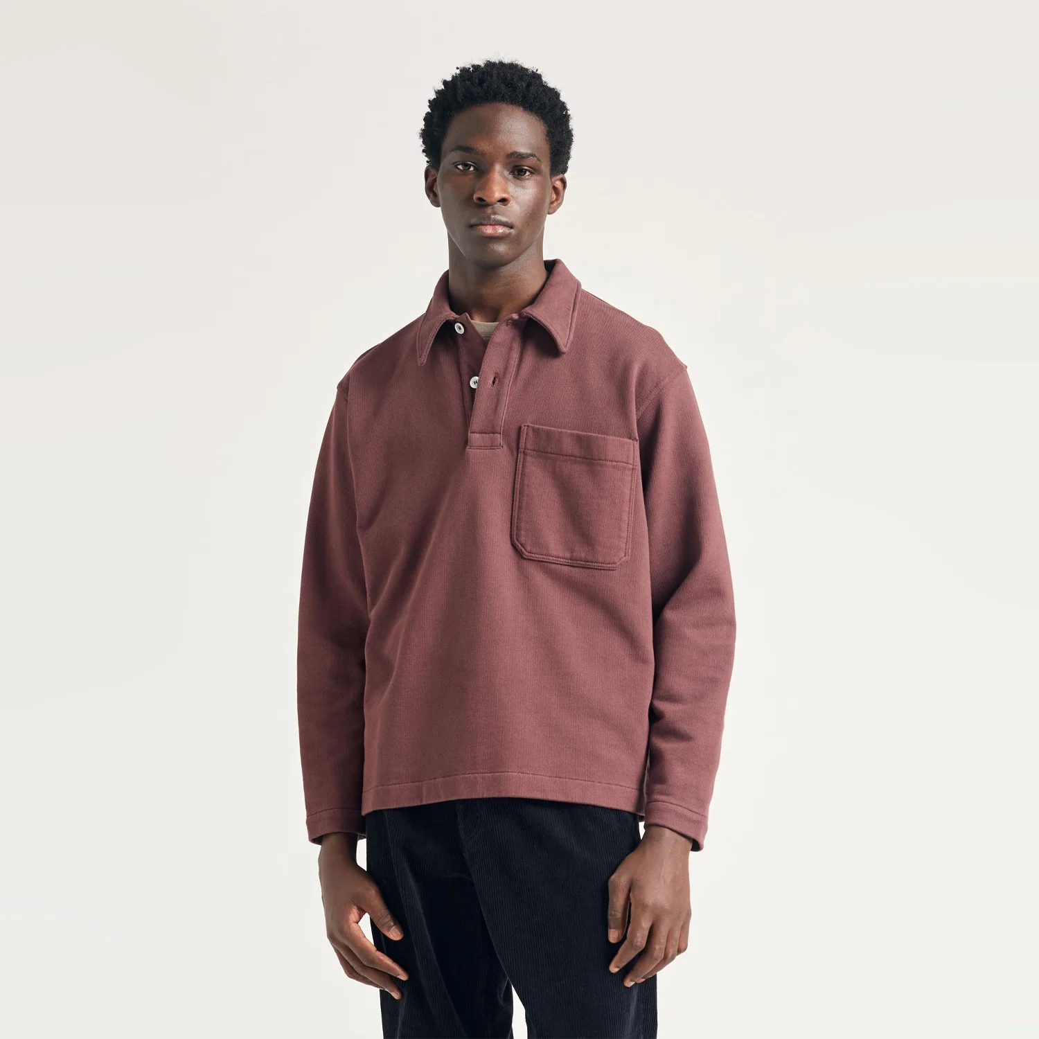 Fraser Relaxed Loopback Polo - Mahogany - Image 3