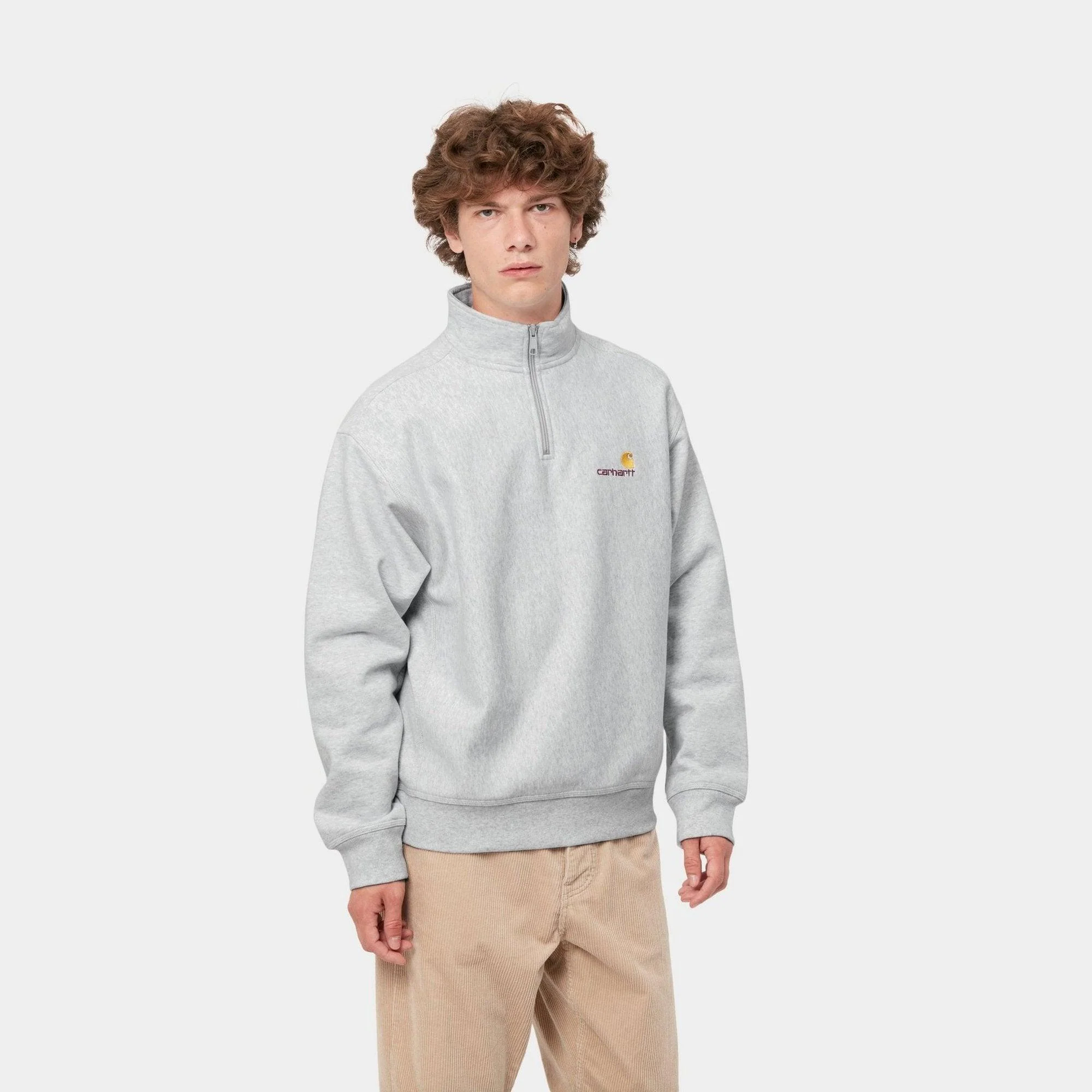Half Zip American Script Sweatshirt - Ash Heather - Image 3