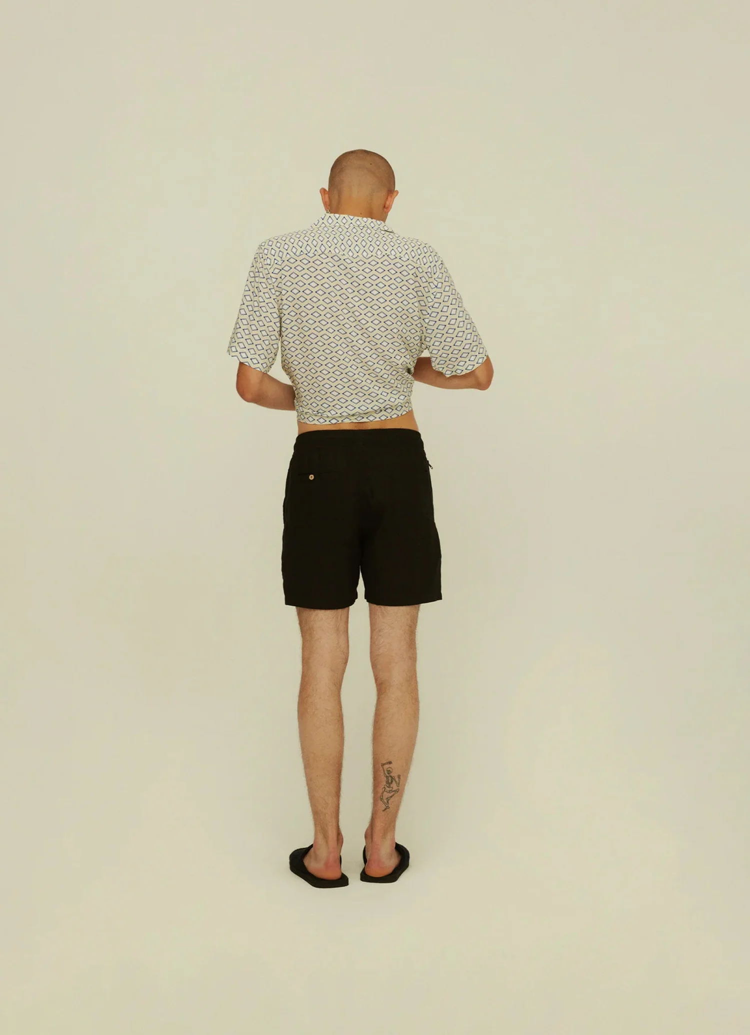 Linen Shorts - Black - Image 3