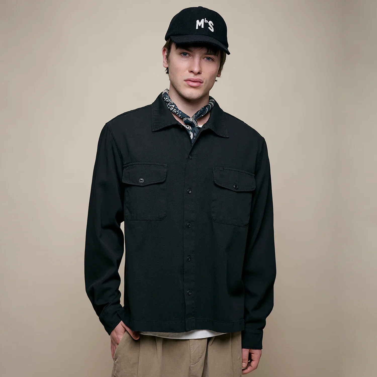 Workers Cotton Twill Shirt - Deep Black - Image 2
