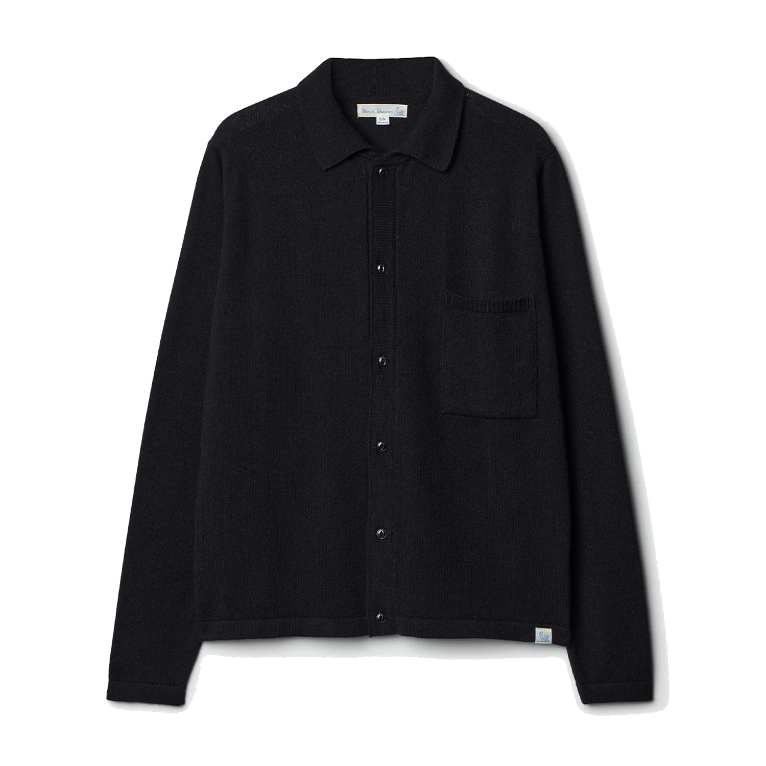 Merino Wool-Cashmere-Silk Long Sleeve Shirt - Deep Black
