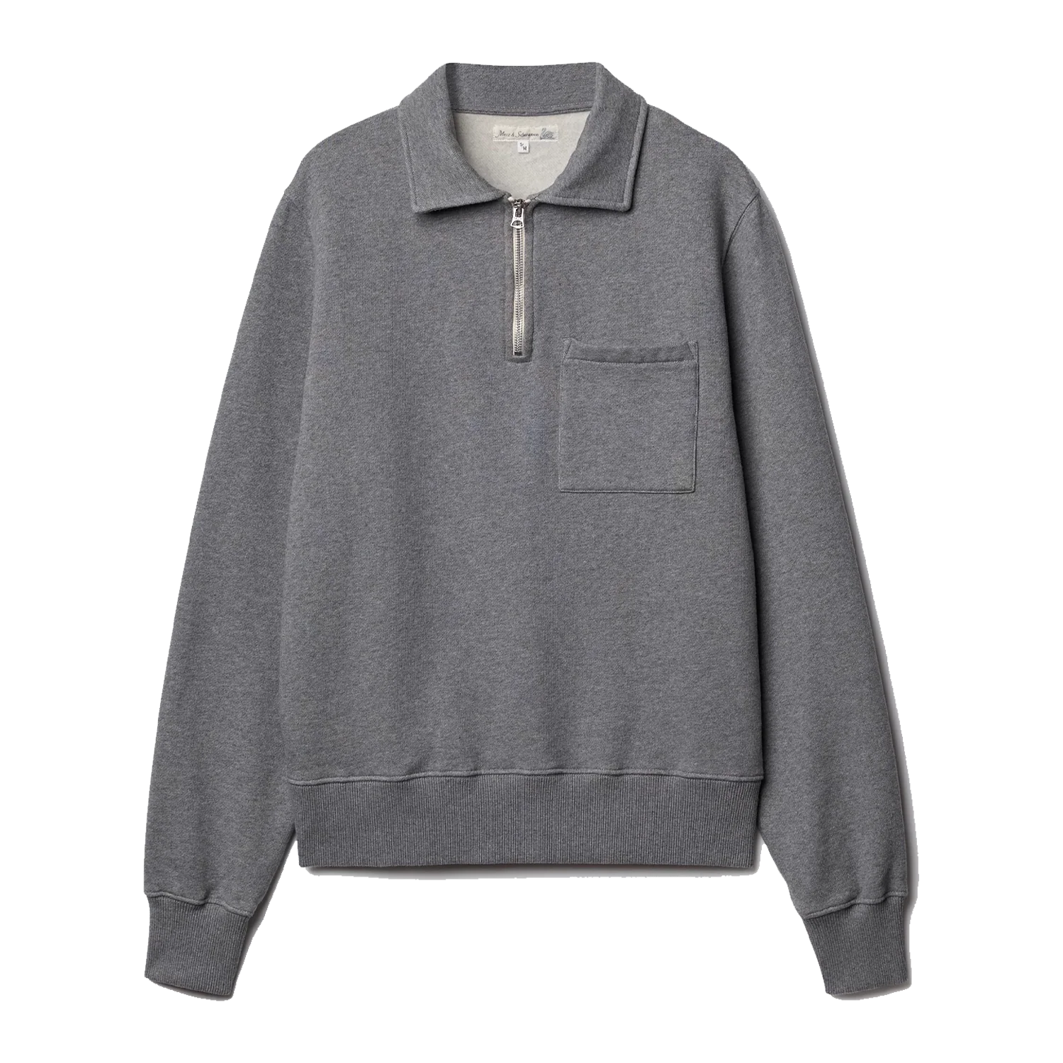 Zip Collar Sweatshirt - Grey Melange