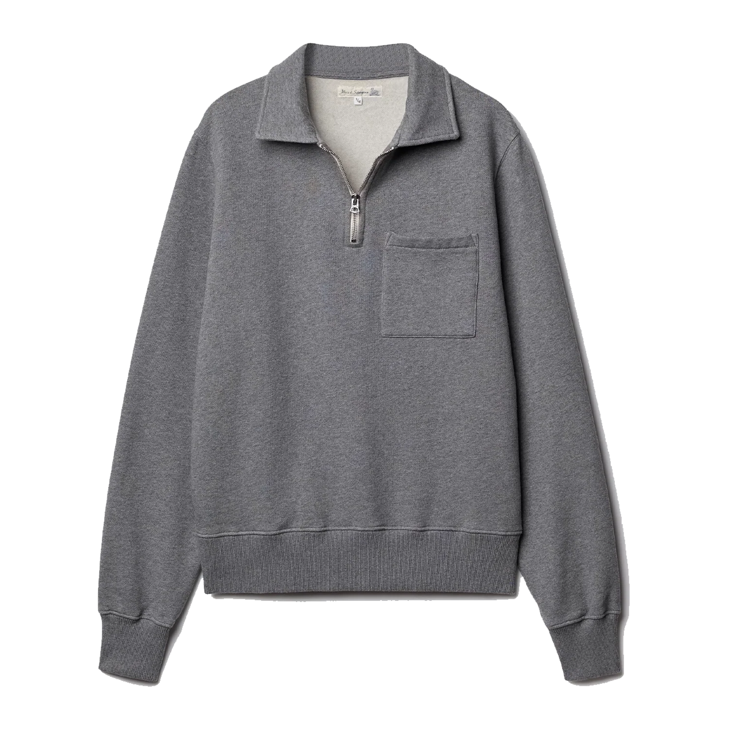 Zip Collar Sweatshirt - Grey Melange - Image 2