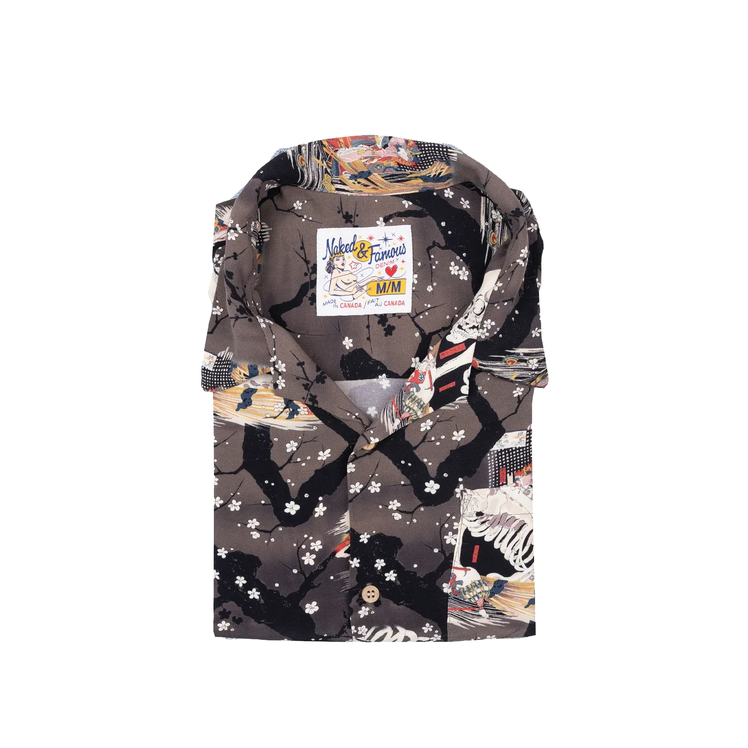 S/S Aloha Shirt - Dark Grey Skeletons