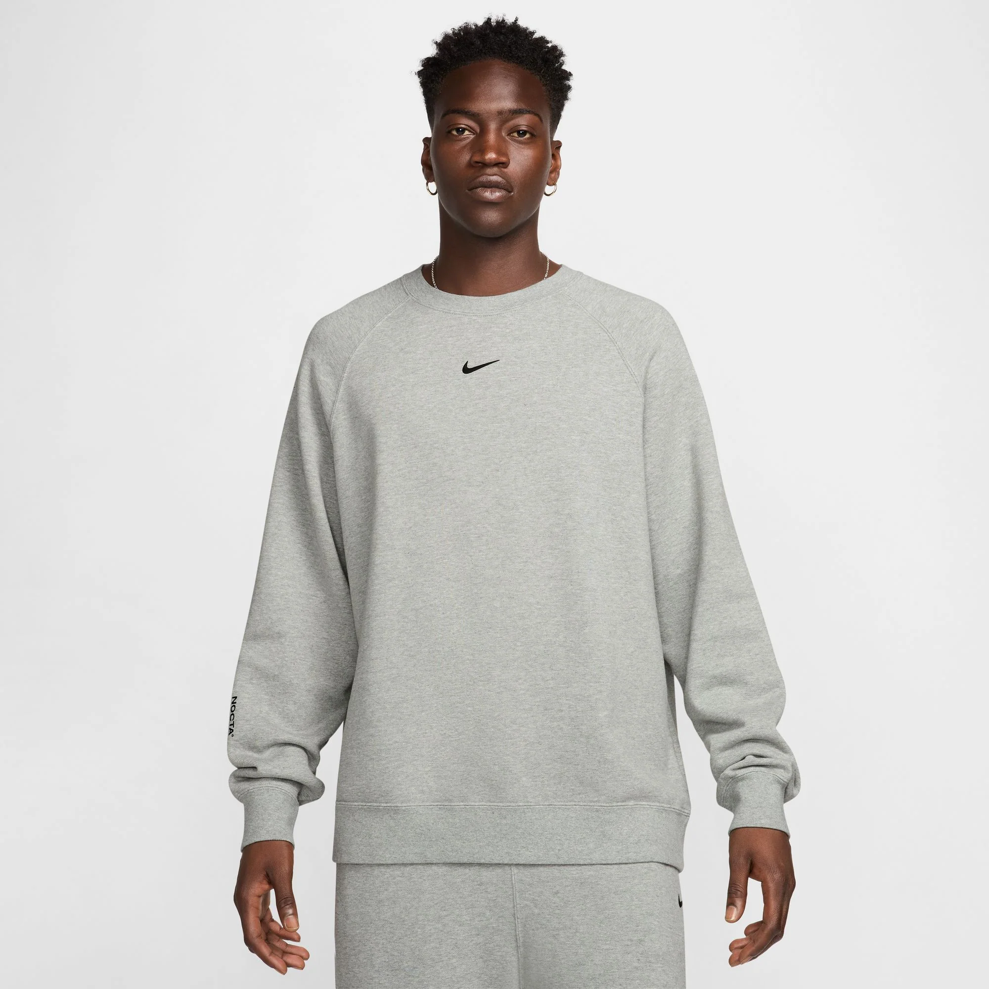 Nike NOCTA CS Cardinal Fleece Crewneck - Dark Grey Heather / Black - Image 7