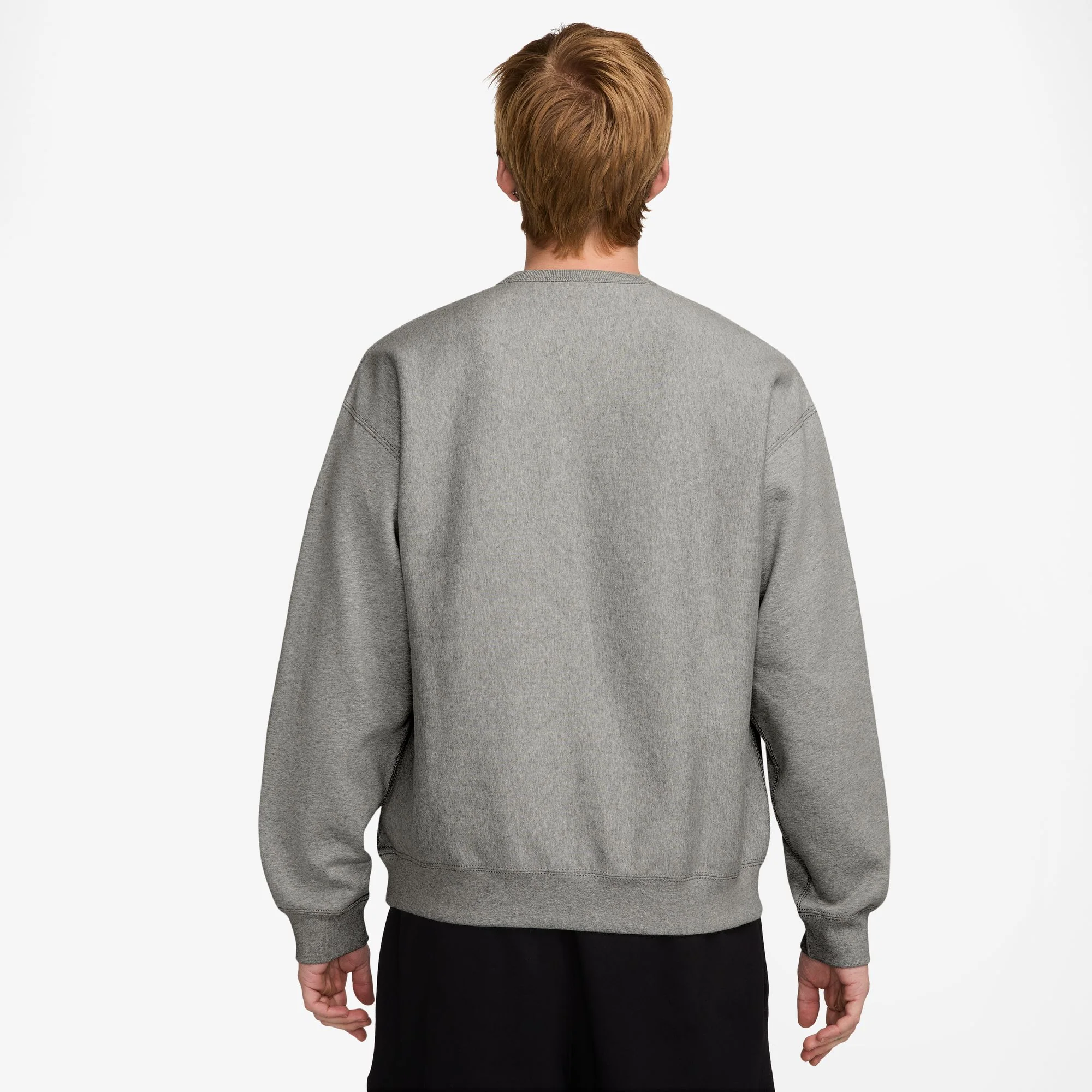 Nike Solo Swoosh Crewneck - DK GREY HEATHER/WHITE - Image 3