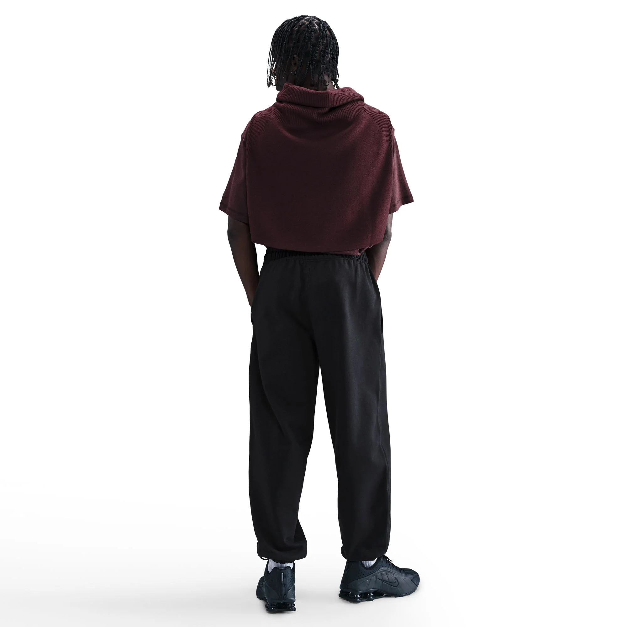 Nike Solo Swoosh Cuffed Fleece Pants - BLACK/BLACK/WHITE - Image 2