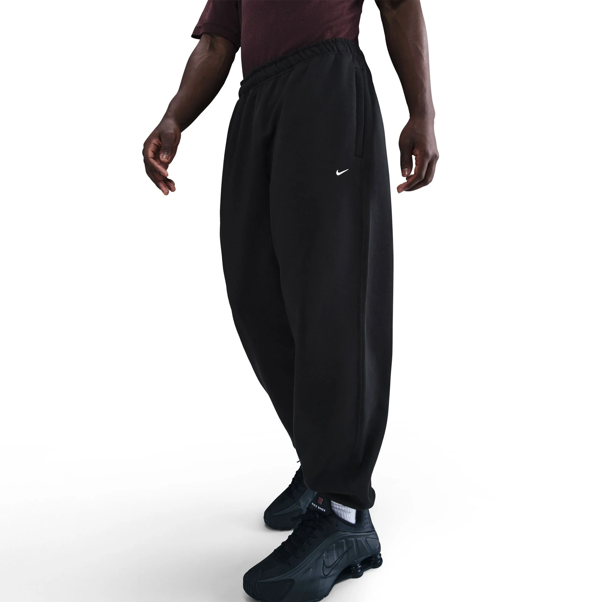 Nike Solo Swoosh Cuffed Fleece Pants - BLACK/BLACK/WHITE - Image 4