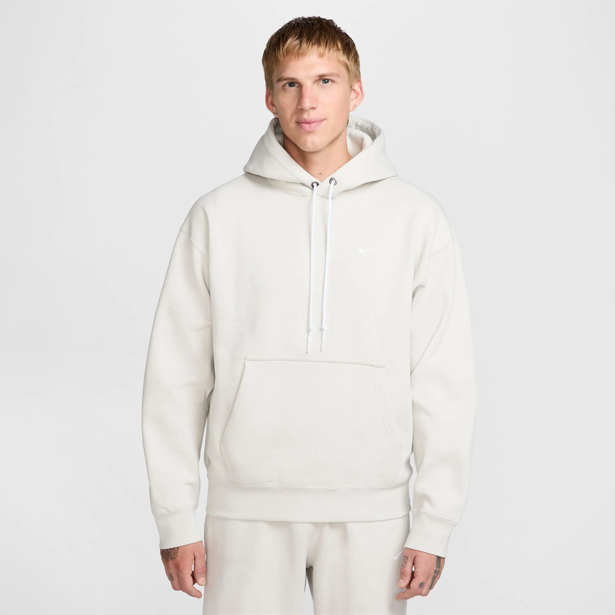 Nike Solo Swoosh Hoodie - Light Bone / White - Image 3