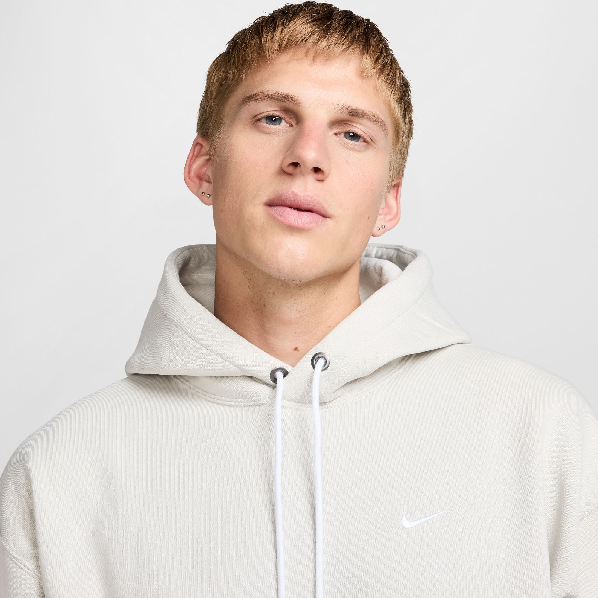 Nike Solo Swoosh Hoodie - Light Bone / White - Image 4