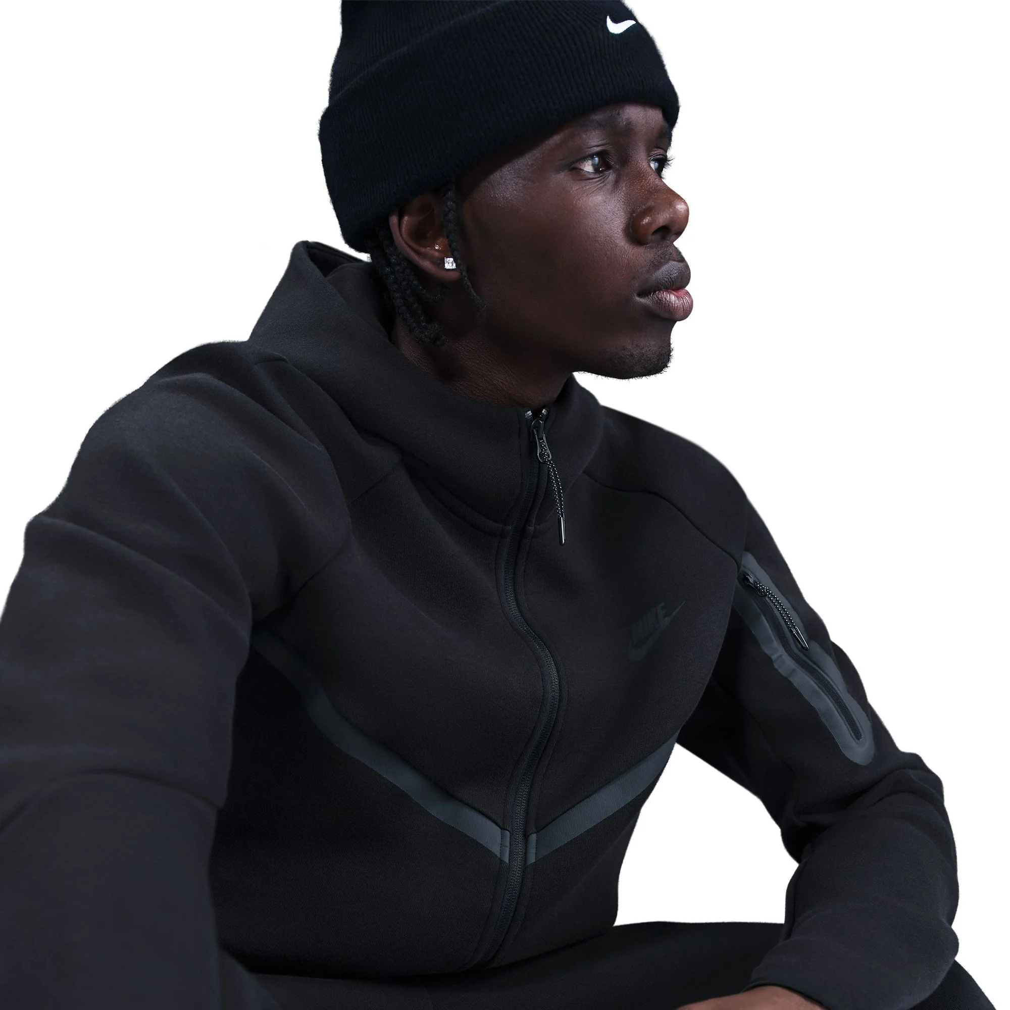 Nike Tech Fleece Full-Zip Windrunner Hoodie - Black - Image 6