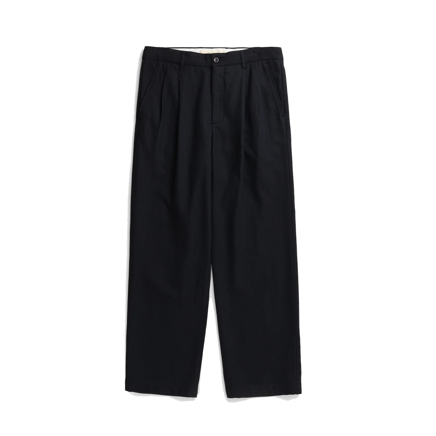 Hestur Relaxed Cotton Linen Twill Pleated Trouser - Dark Navy