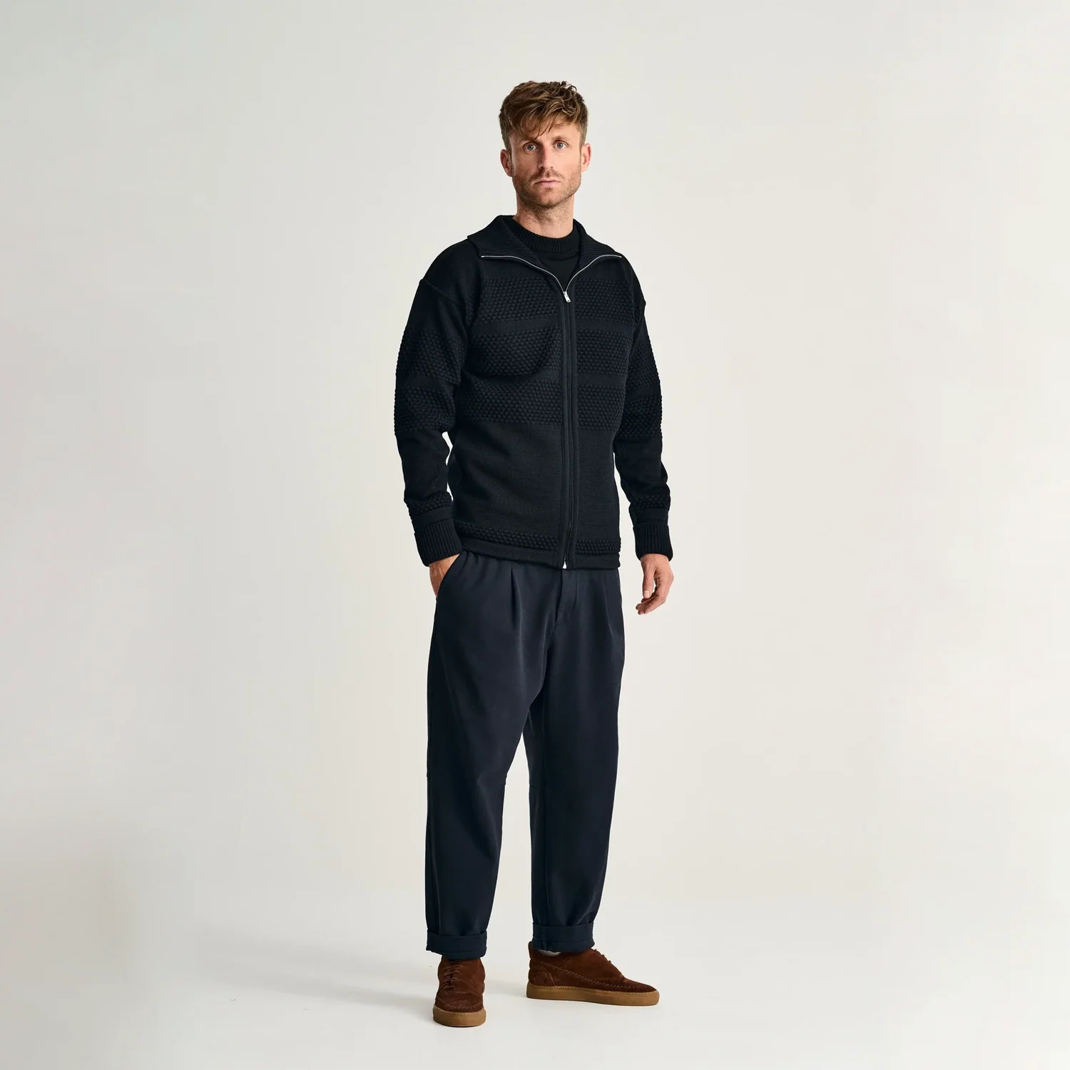 Fisherman Full Zip - Navy Blue II - Image 2