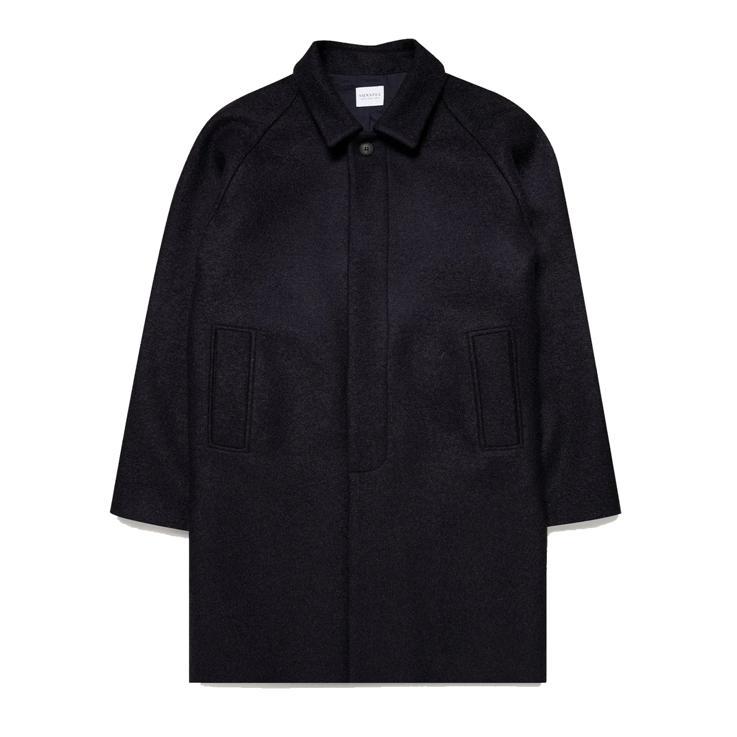 Boiled Wool Jersey Coat - Navy