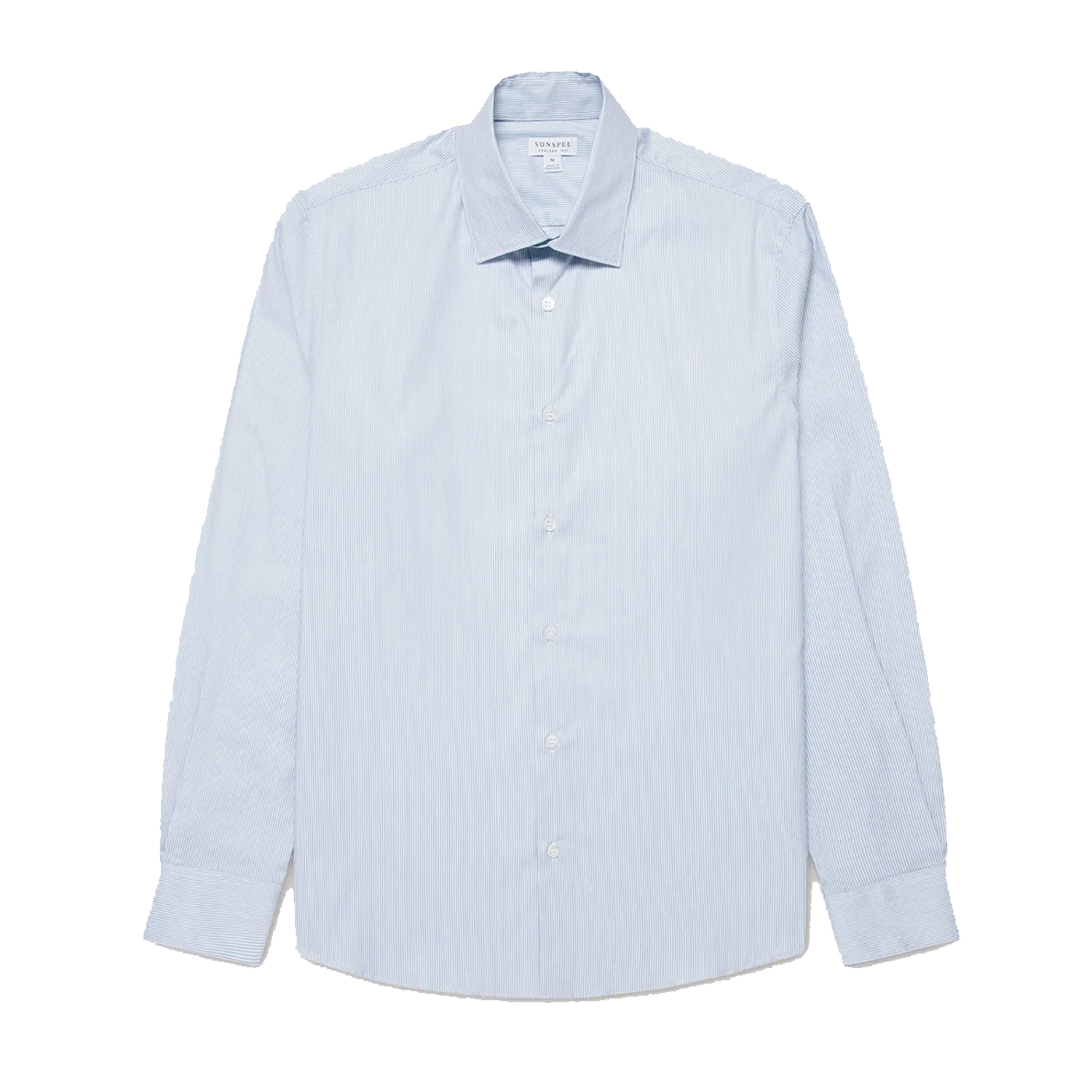 Cotton Stretch LS Shirt - Light Blue Dobby Stripe