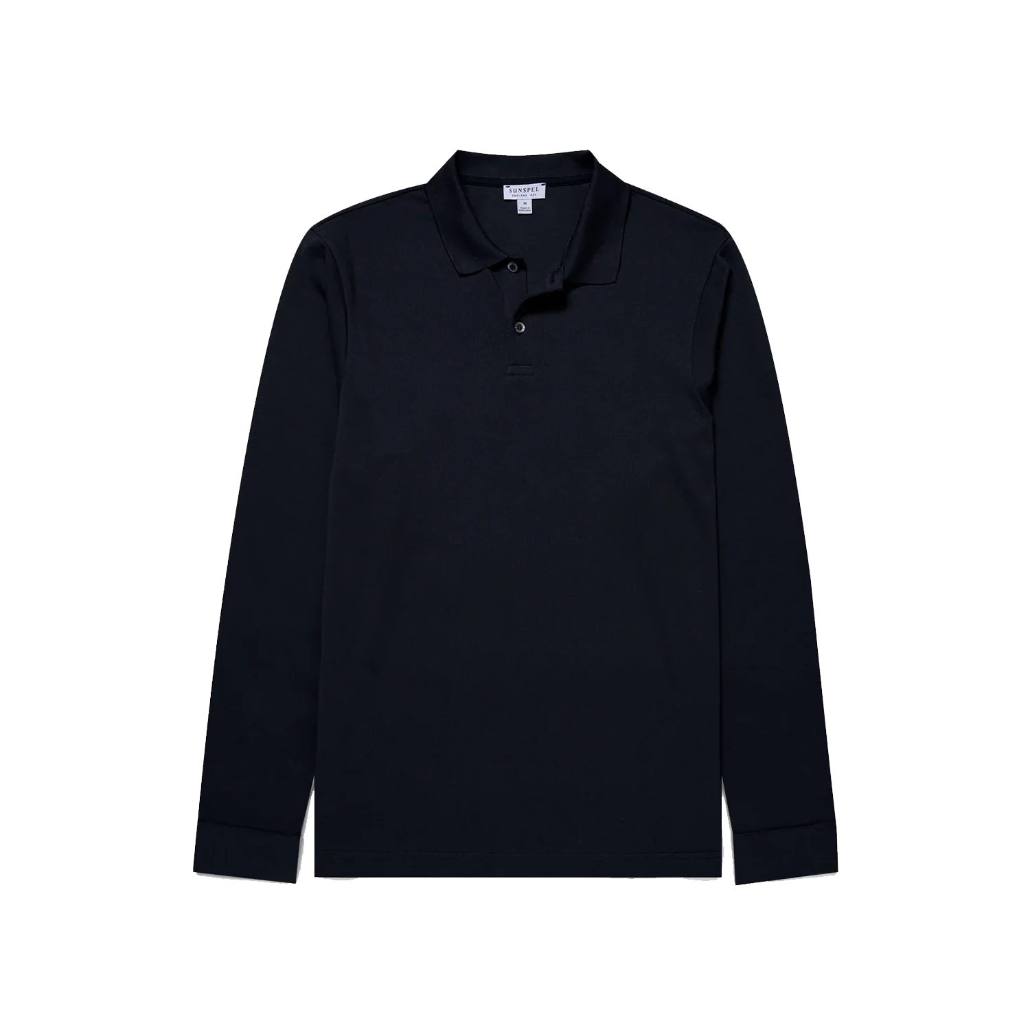Long Sleeve Waffle Polo Shirt - Navy