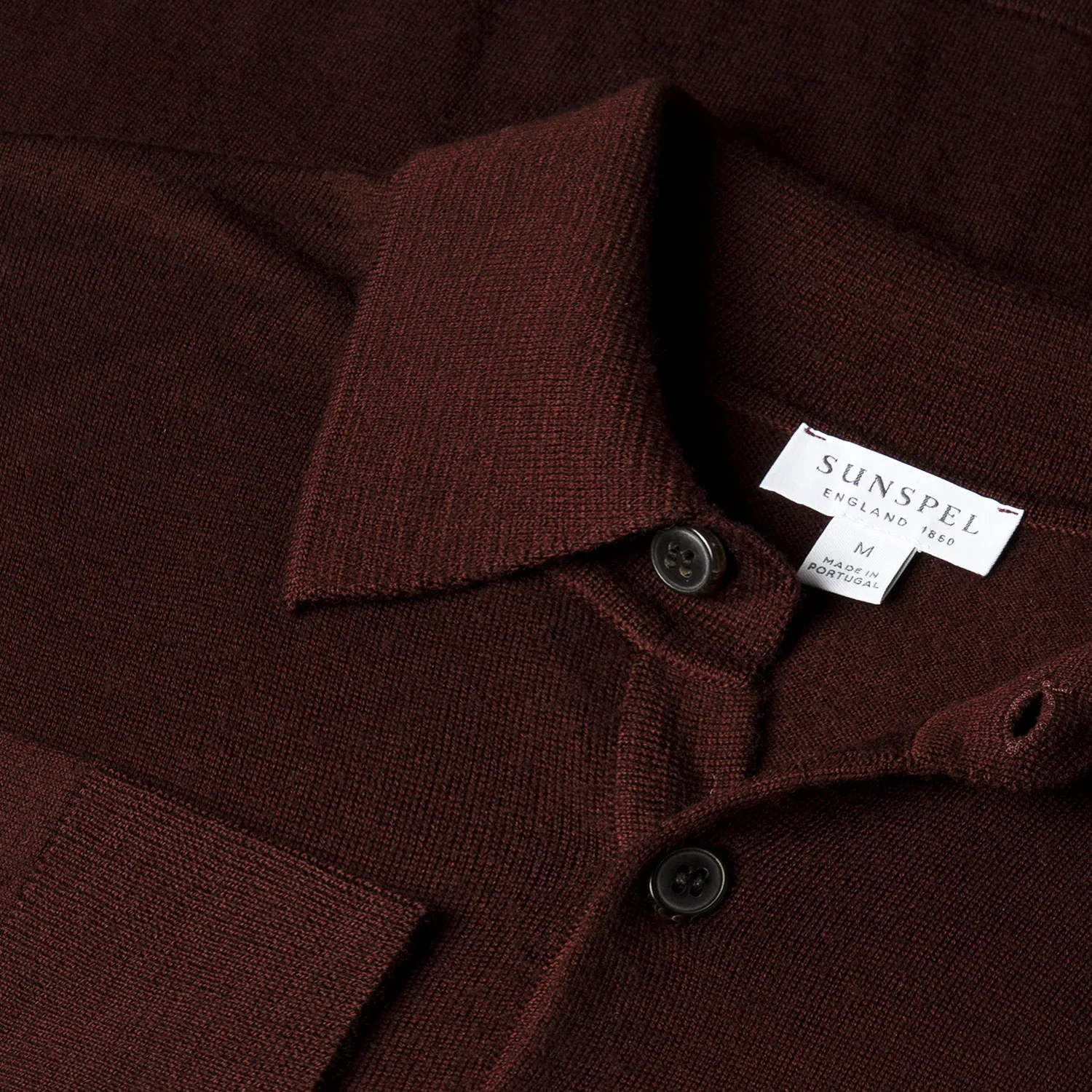 Fine Knit Merino L/S Knit Polo Shirt - Bakelite - Image 2