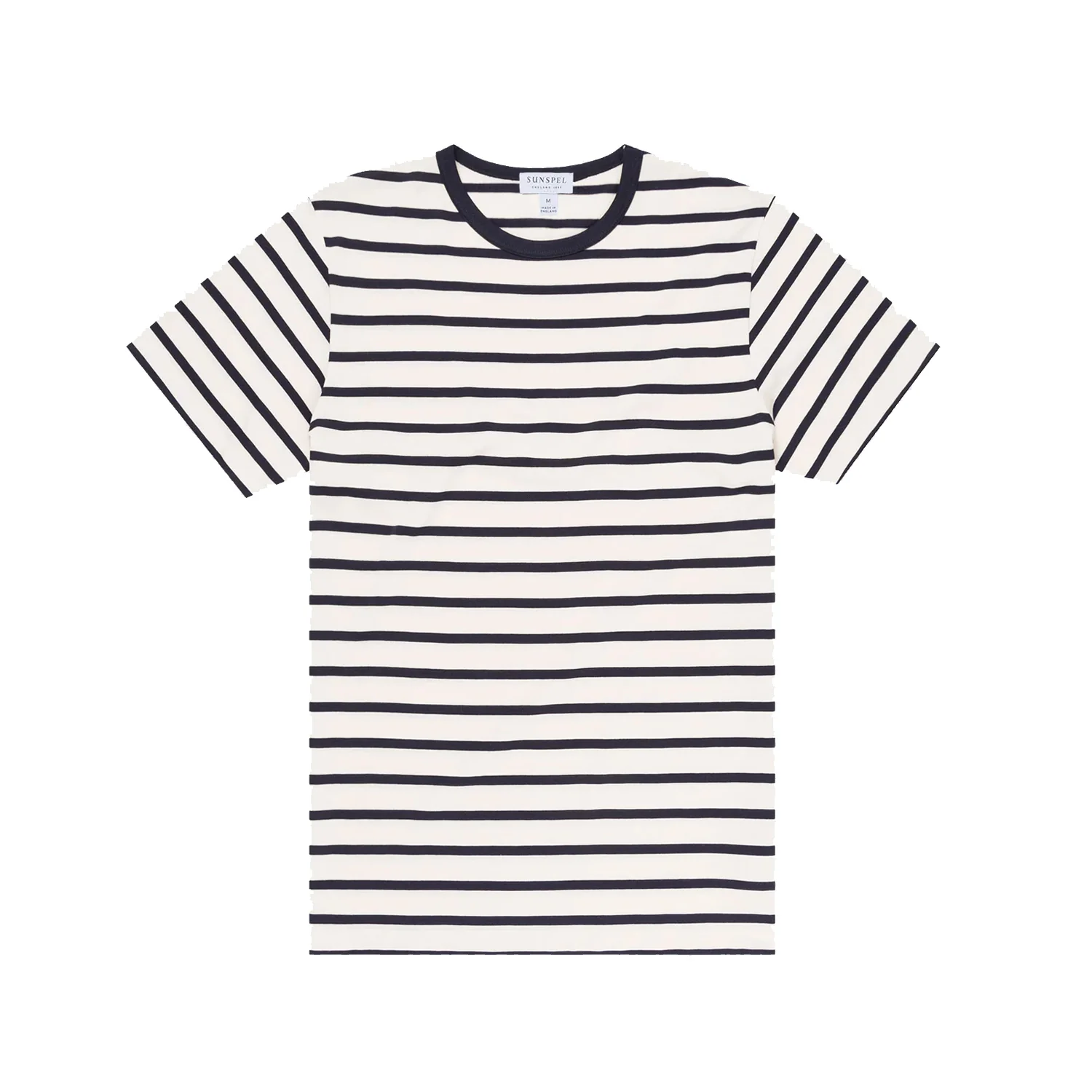SS CREW NECK TEE - Ecru / Navy Breton