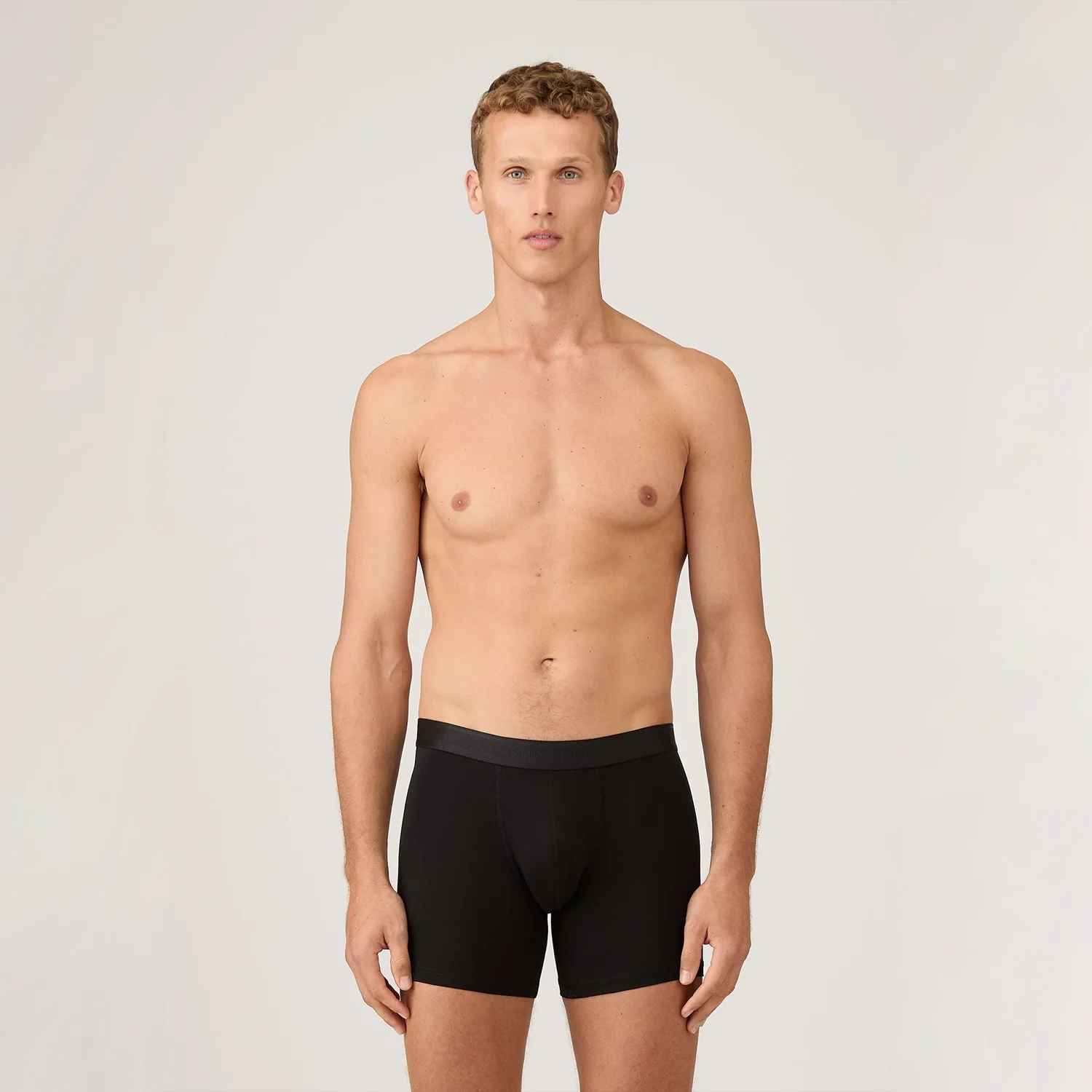 Stretch Cotton Boxer Brief - Black - Image 3