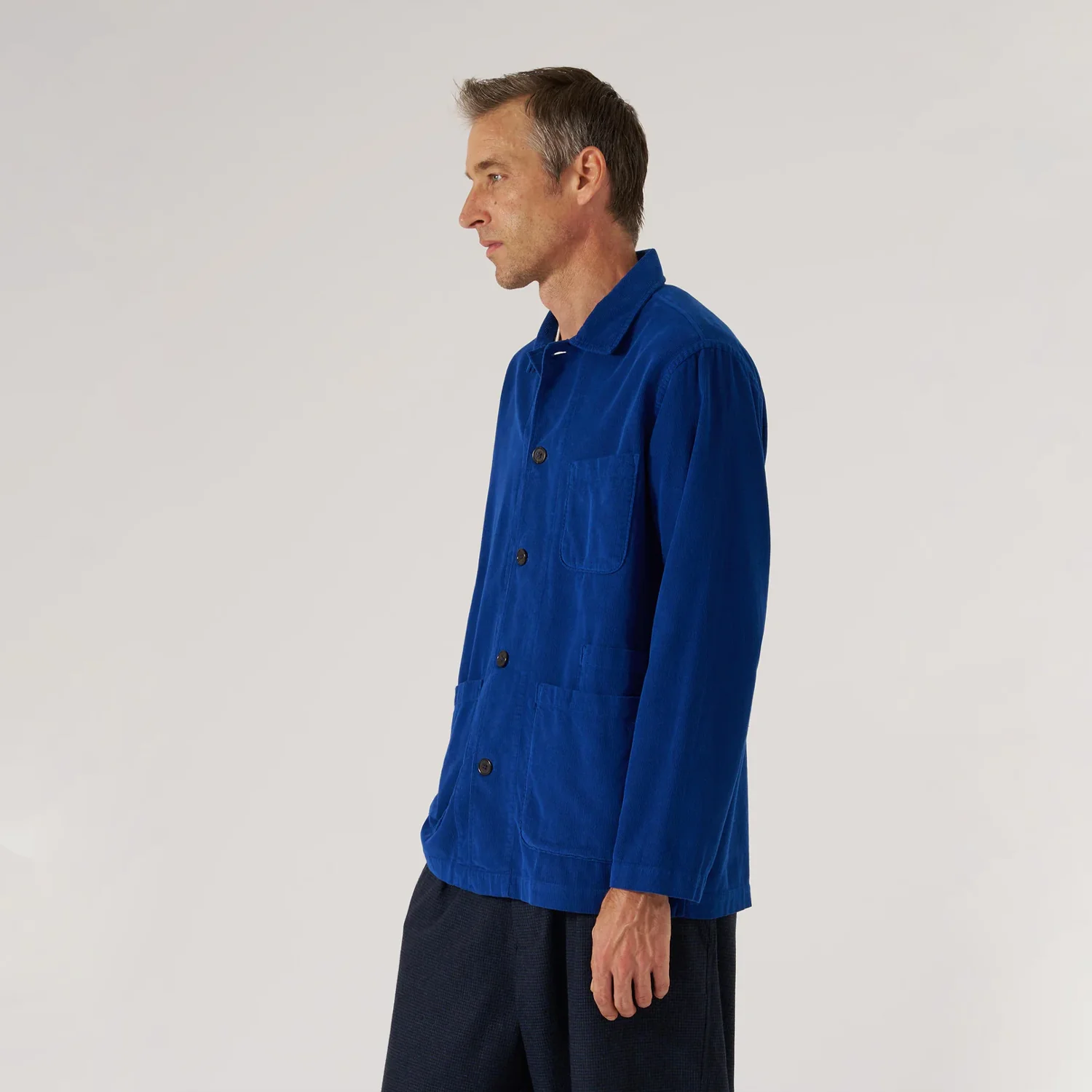Bakers Overshirt - Fine Cord Work Blue - Image 3