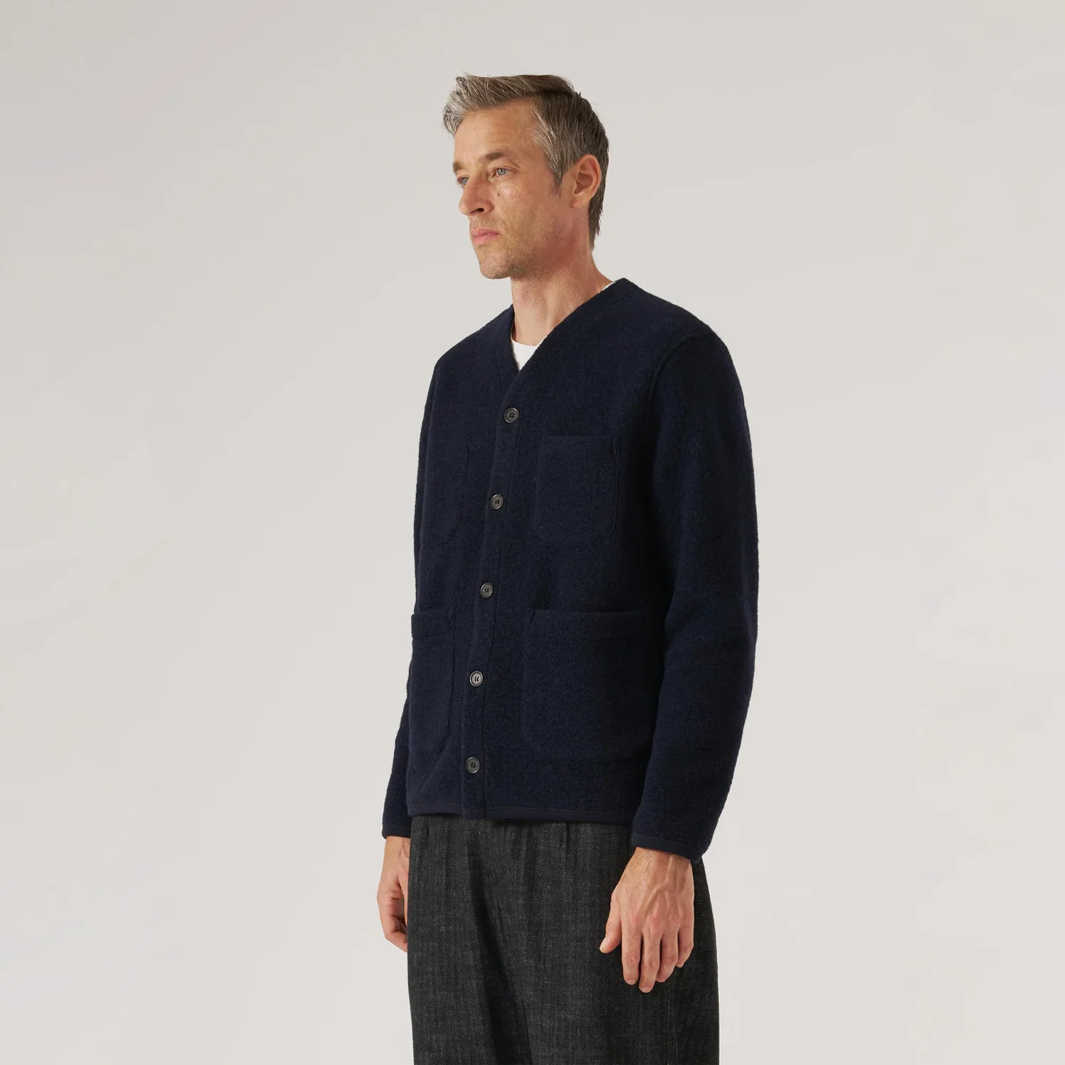 Cardigan Wool Fleece - Navy - Image 2