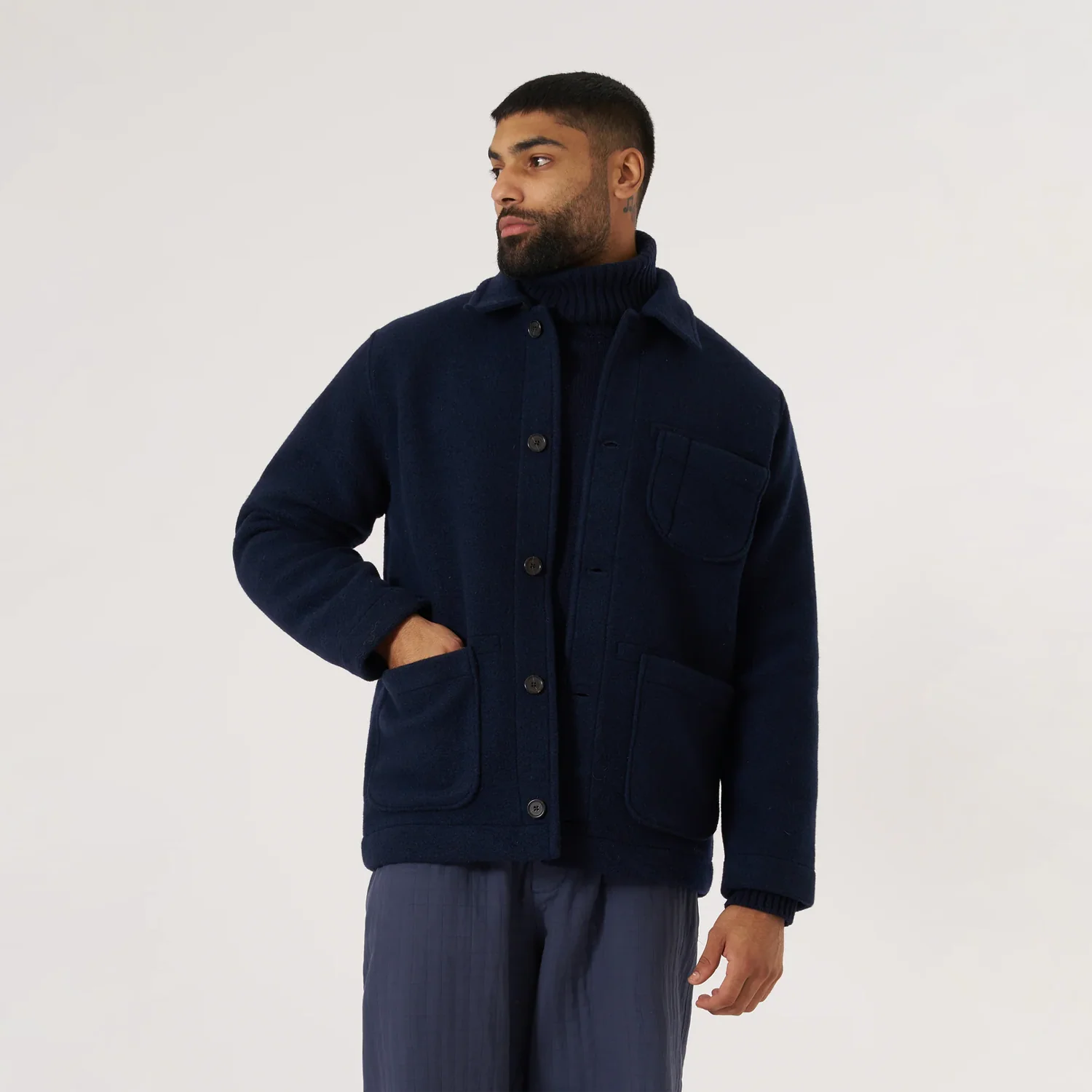 Field Jacket II - Techno Melton Plain Navy - Image 3