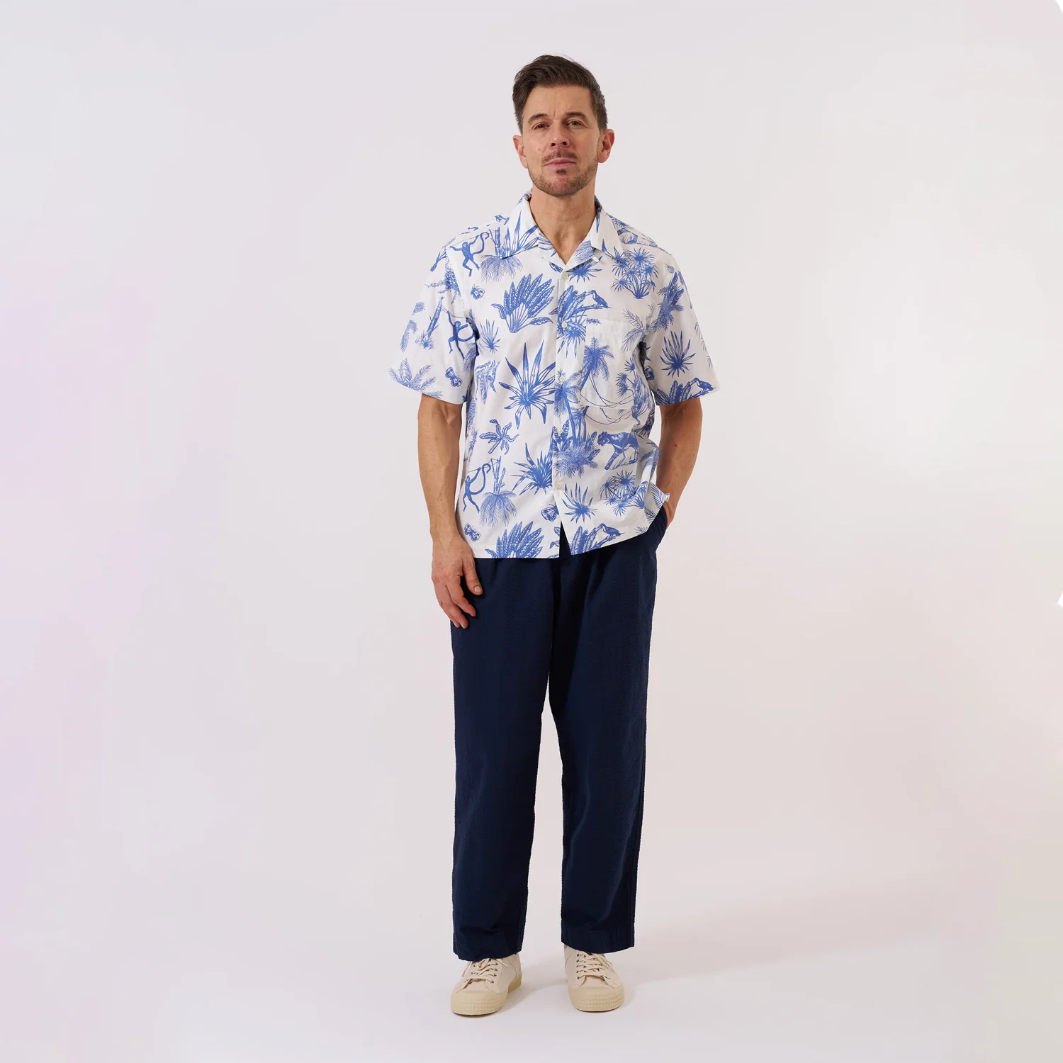 Jungle Toile Poplin Camp Shirt - White - Image 3