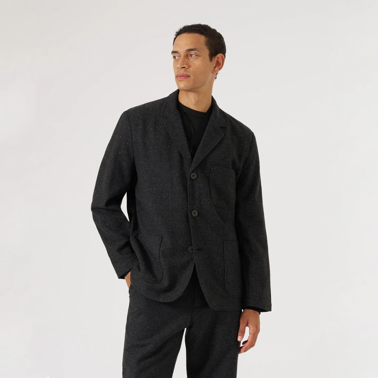 Three Button Jacket - Salt & Pepper Tweed - Image 3