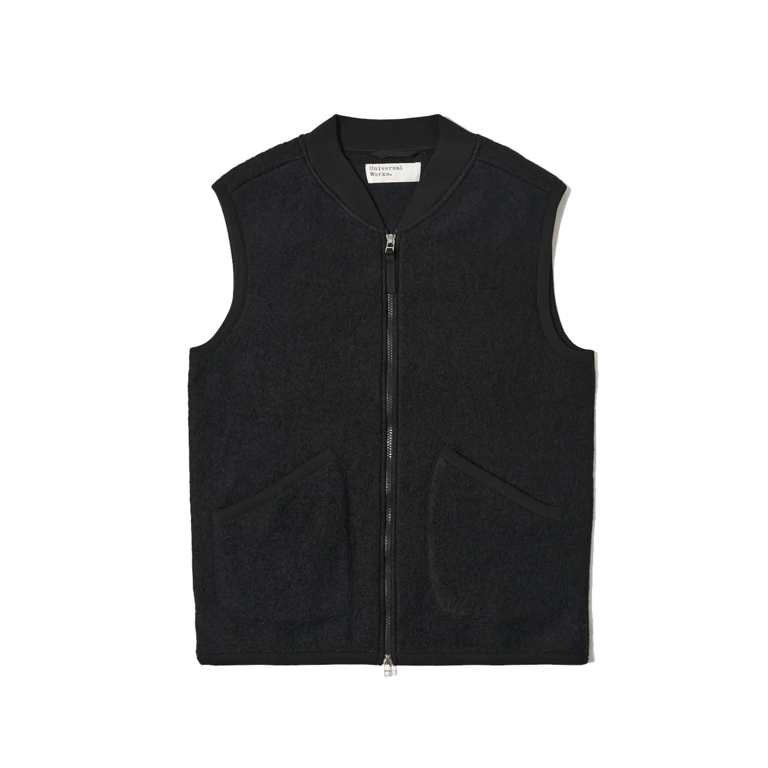 Zip Waistcoat Wool Fleece - Black