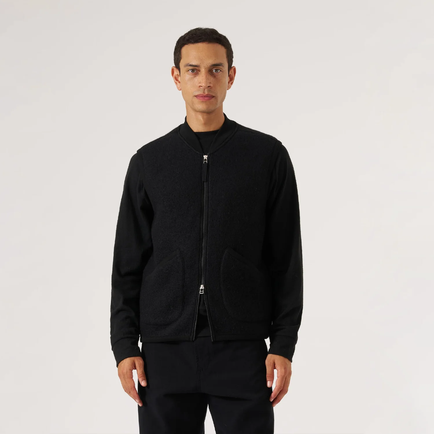 Zip Waistcoat Wool Fleece - Black - Image 3