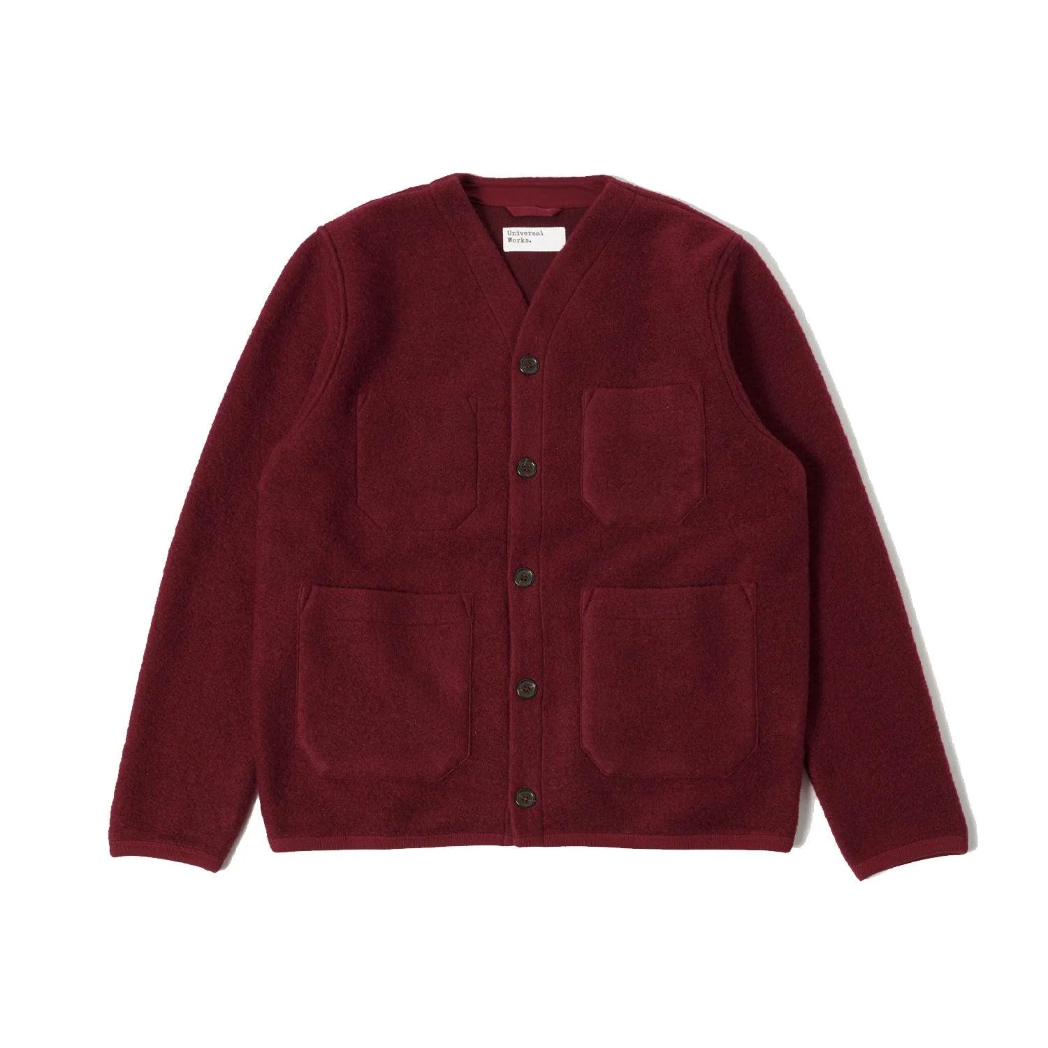 Cardigan - Wool Fleece - Deep Red